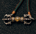 Garuda Vajra Double Dorje Necklace | S925 Silver & 24K Gold | Handcrafted Tibetan Buddhist Amulet