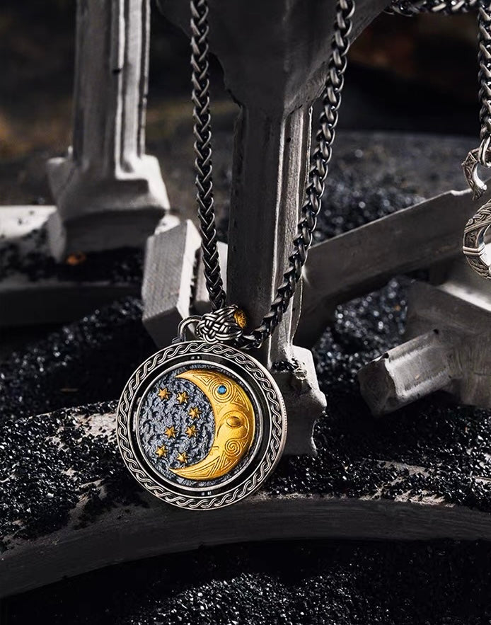 Celtic Sun and Moon Pendant | S925 Silver & 24K Gold Plated | Handmade Spiritual Jewelry | Meaningful Gift