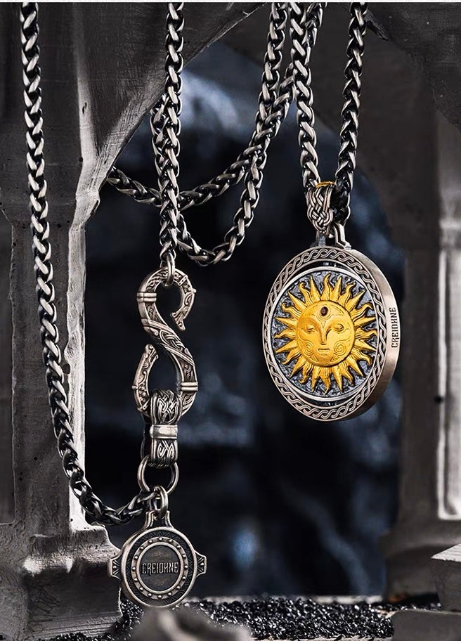 Celtic Sun and Moon Pendant | S925 Silver & 24K Gold Plated | Handmade Spiritual Jewelry | Meaningful Gift