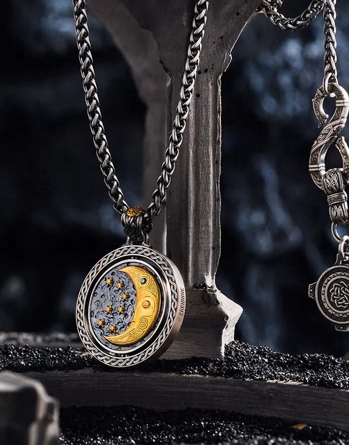 Celtic Sun and Moon Pendant | S925 Silver & 24K Gold Plated | Handmade Spiritual Jewelry | Meaningful Gift