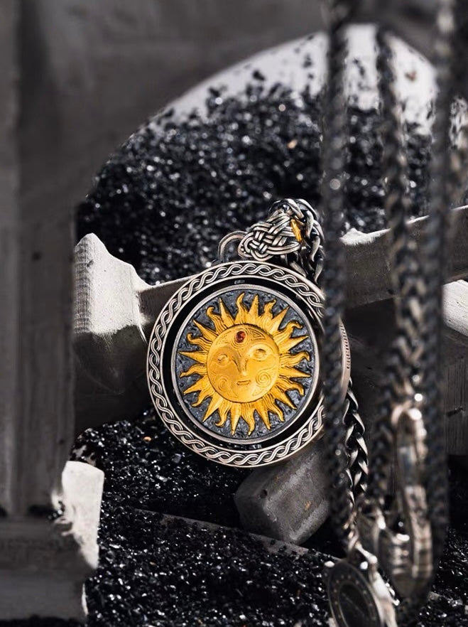 Celtic Sun and Moon Pendant | S925 Silver & 24K Gold Plated | Handmade Spiritual Jewelry | Meaningful Gift