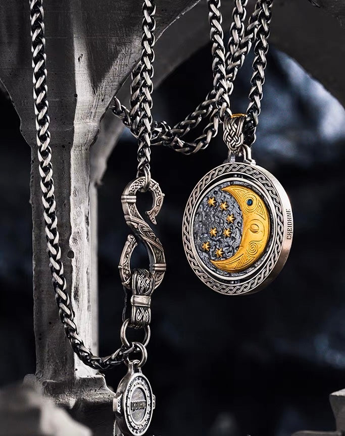 Celtic Sun and Moon Pendant | S925 Silver & 24K Gold Plated | Handmade Spiritual Jewelry | Meaningful Gift