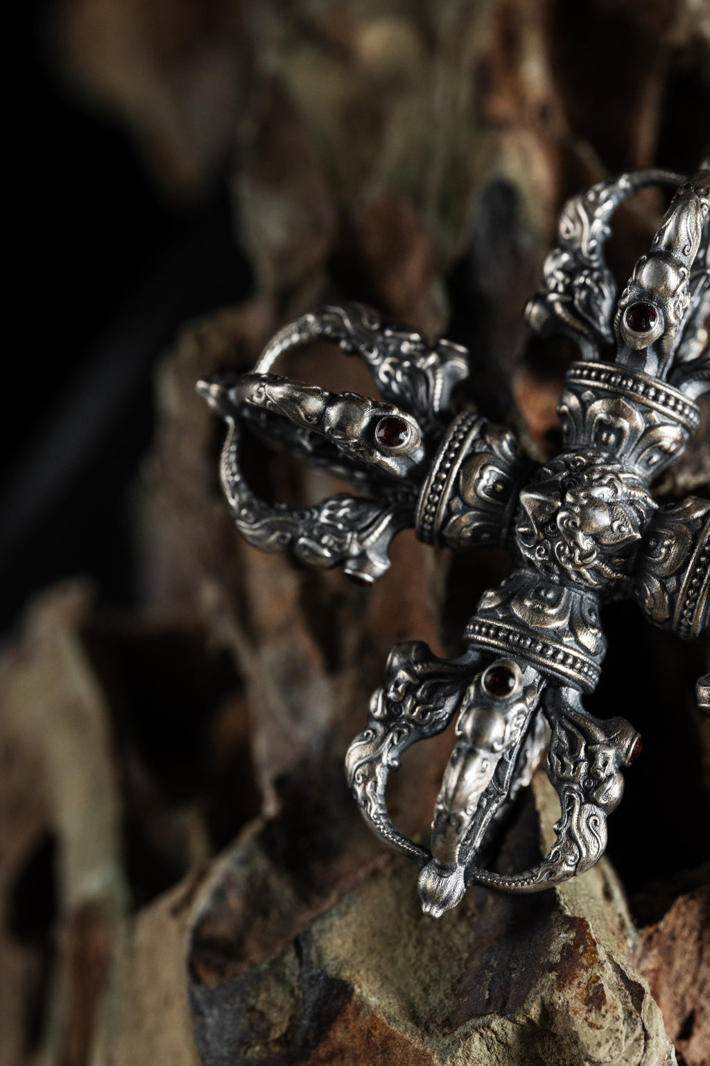 Garuda Crossed Vajra Pendant, S925 Silver Tibetan Amulet, Buddhist Protection Jewelry