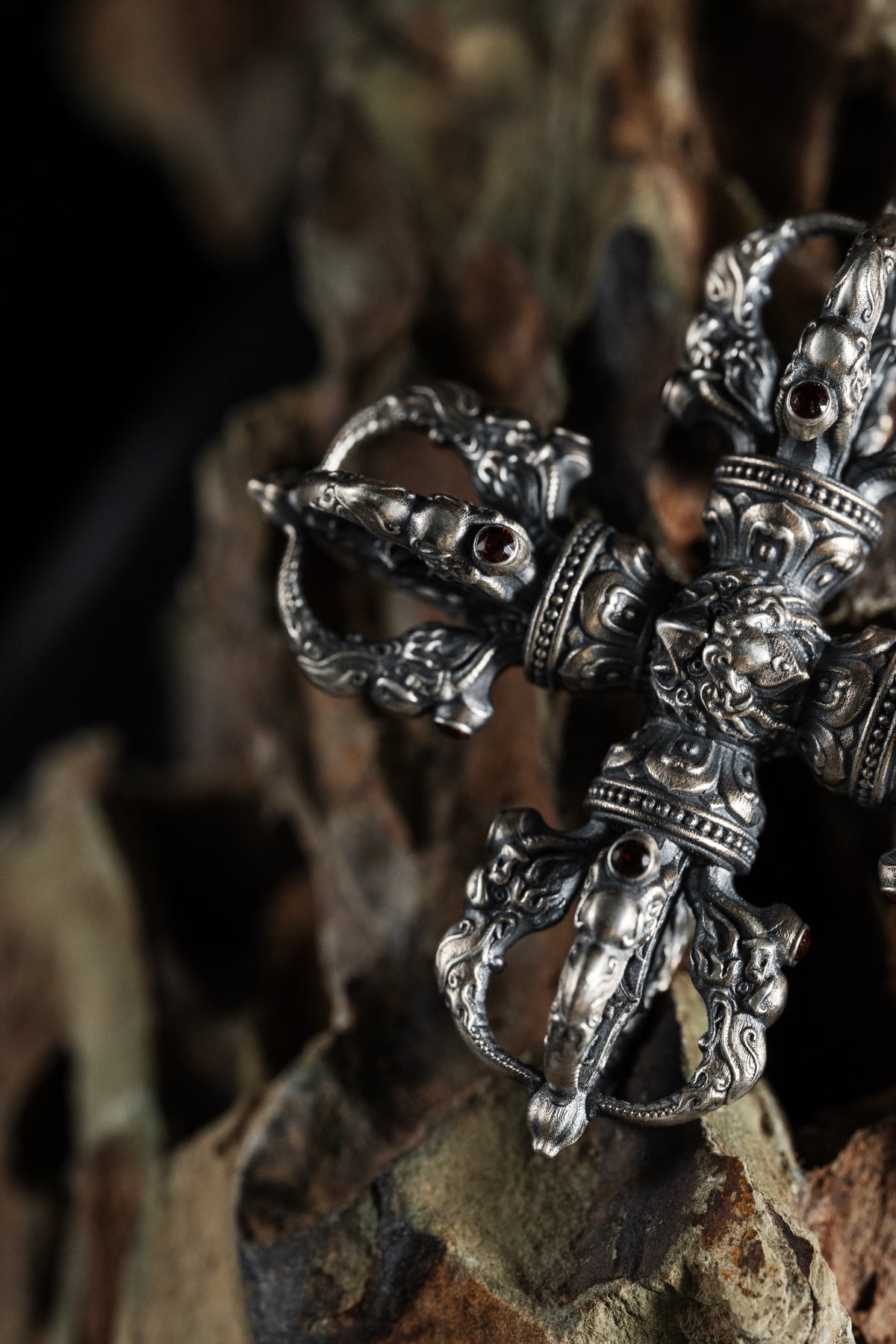 Garuda Crossed Vajra Pendant, S925 Silver Tibetan Amulet, Buddhist Protection Jewelry