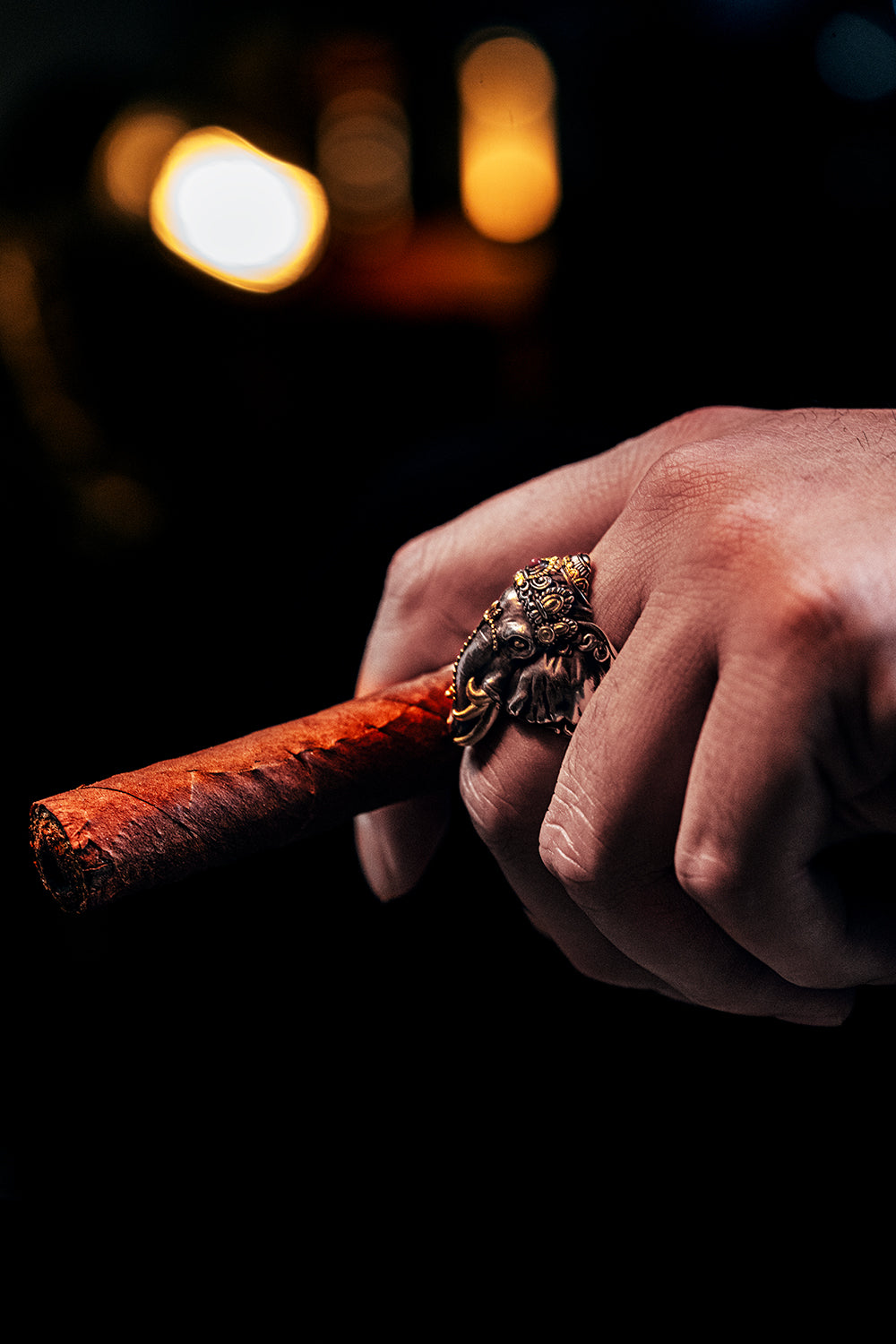 Six‑Tusked Ganesha Ring | S925 Silver & 24K Gold Plated | Handcrafted Buddhist Jewelry | Gift for Him