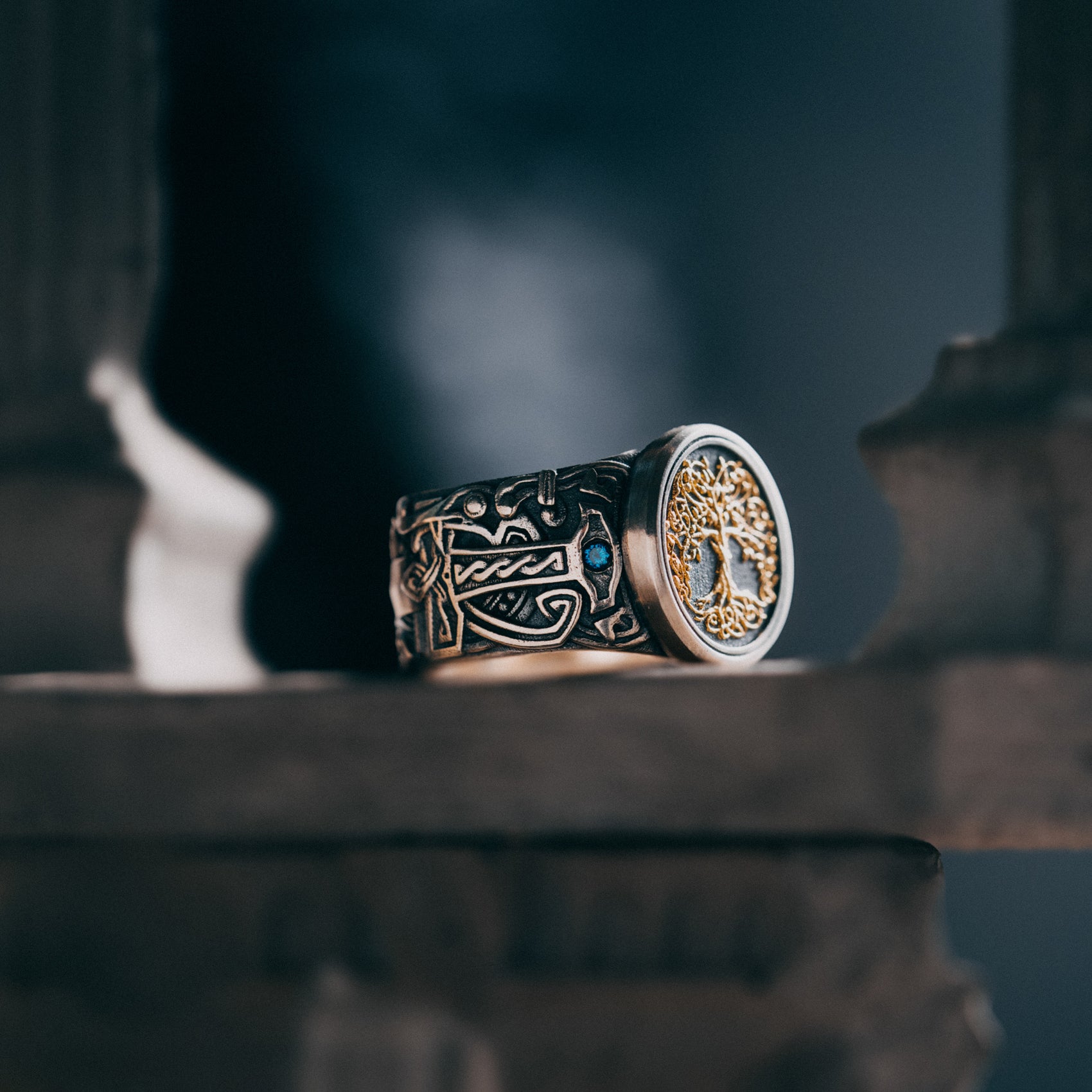 Son of the Forest Silver Ring | S925 & 24K Gold Plated | Handmade Nature Jewelry | Spiritual Gift for Him Her
