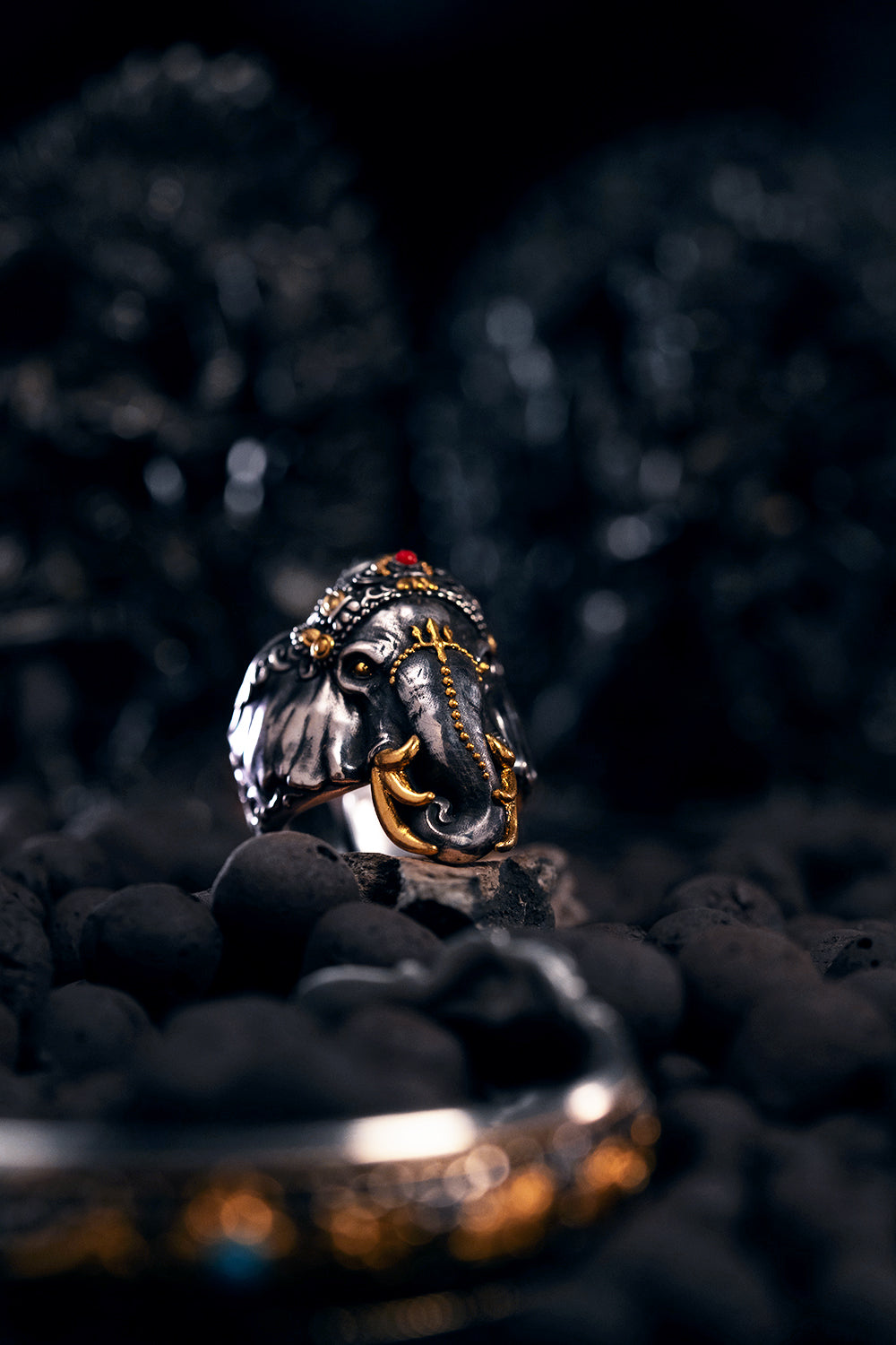 Six‑Tusked Ganesha Ring | S925 Silver & 24K Gold Plated | Handcrafted Buddhist Jewelry | Gift for Him