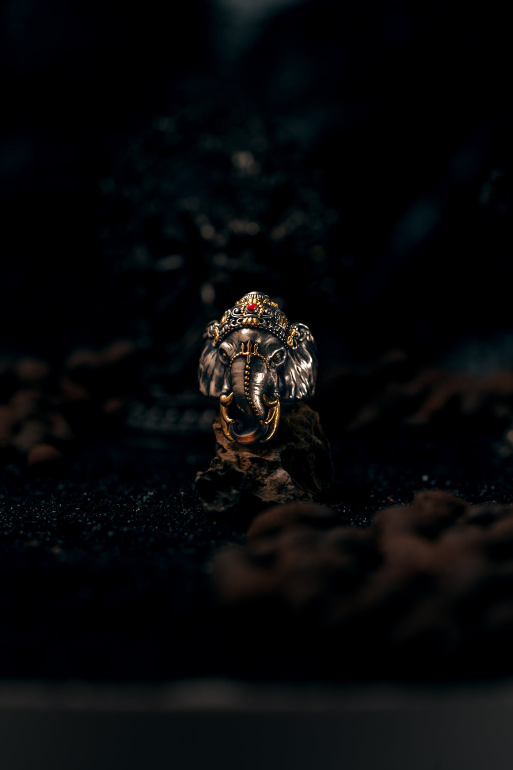 Six‑Tusked Ganesha Ring | S925 Silver & 24K Gold Plated | Handcrafted Buddhist Jewelry | Gift for Him