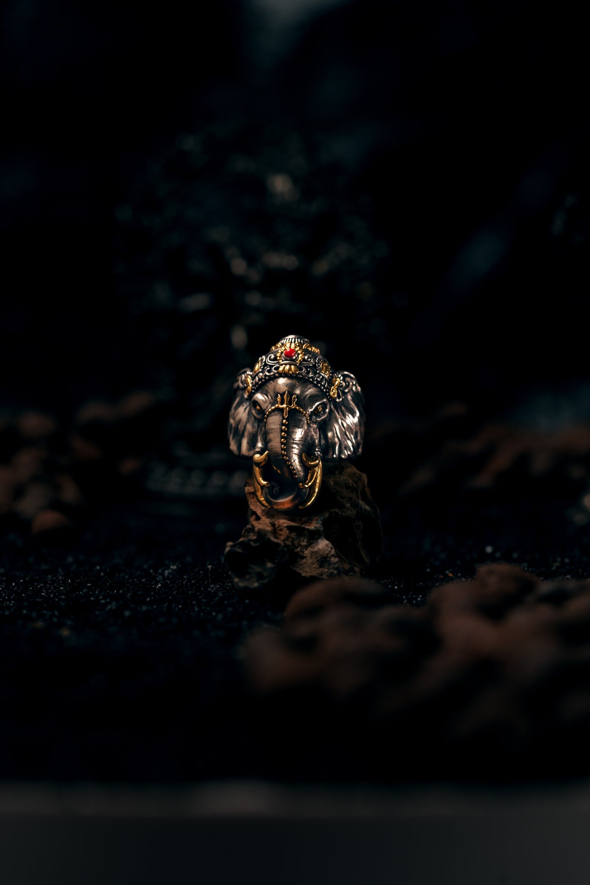 Six‑Tusked Ganesha Ring | S925 Silver & 24K Gold Plated | Handcrafted Buddhist Jewelry | Gift for Him