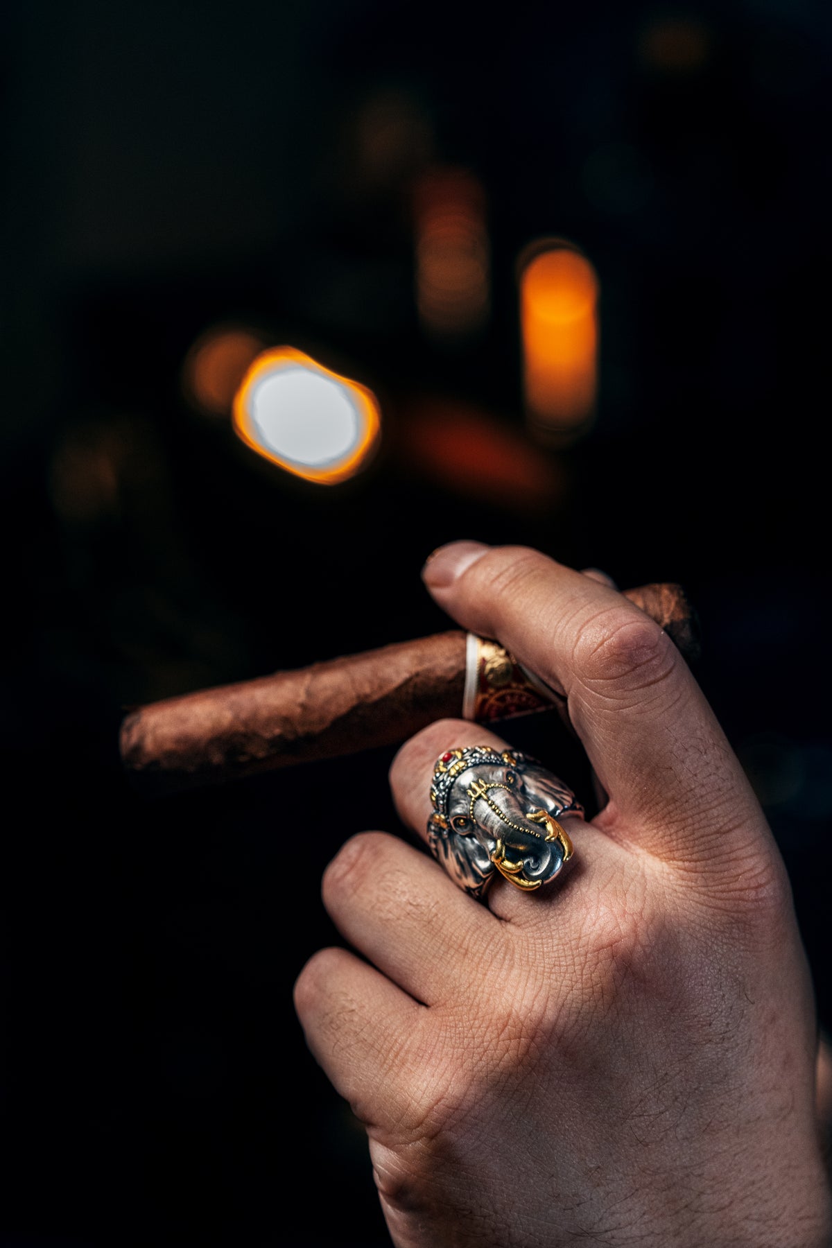 Six‑Tusked Ganesha Ring | S925 Silver & 24K Gold Plated | Handcrafted Buddhist Jewelry | Gift for Him