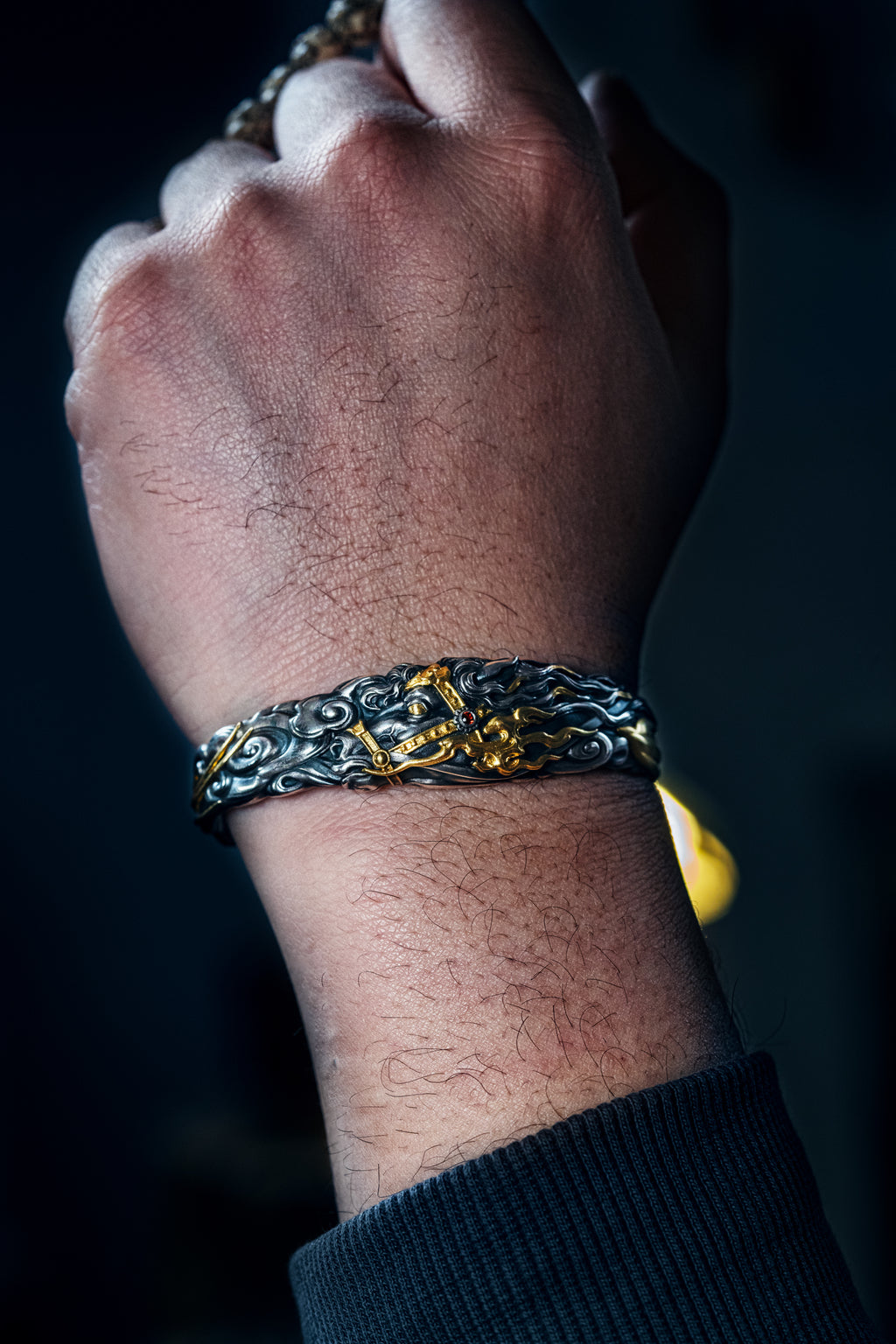 Free Spirit Horse Bangle | S925 Silver & 24K Gold Plated | Tibetan Wind Horse Amulet | Spiritual Jewelry