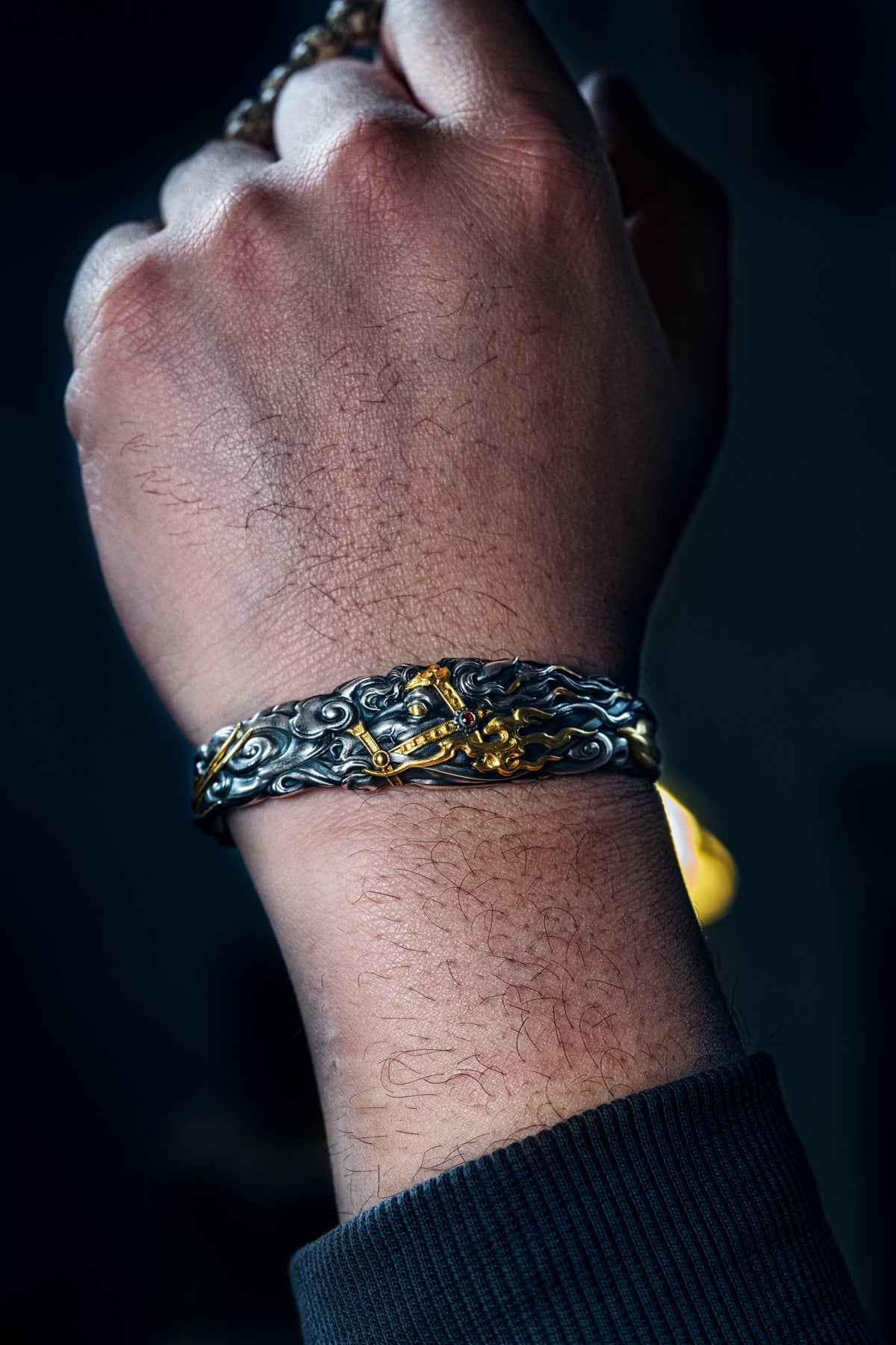 Free Spirit Horse Bangle | S925 Silver & 24K Gold Plated | Tibetan Wind Horse Amulet | Spiritual Jewelry