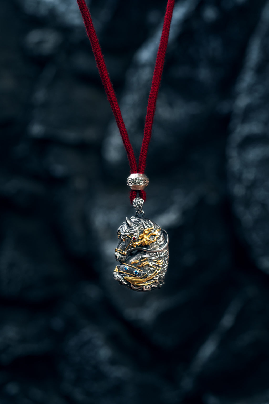 Free Spirit Horse Pendant | S925 Silver & 24K Gold Plated | Tibetan Wind Horse Amulet | Spiritual Jewelry