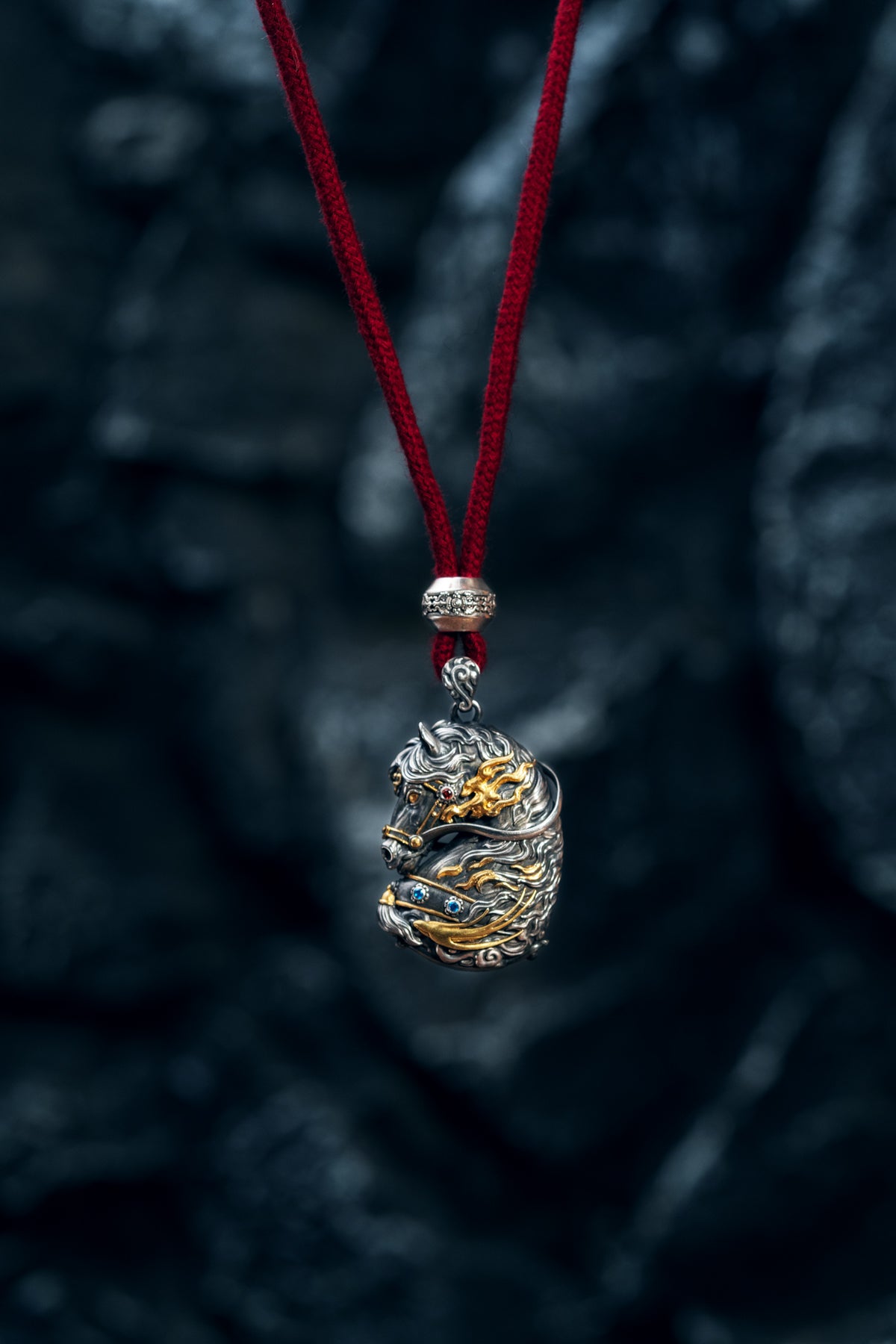 Free Spirit Horse Pendant | S925 Silver & 24K Gold Plated | Tibetan Wind Horse Amulet | Spiritual Jewelry