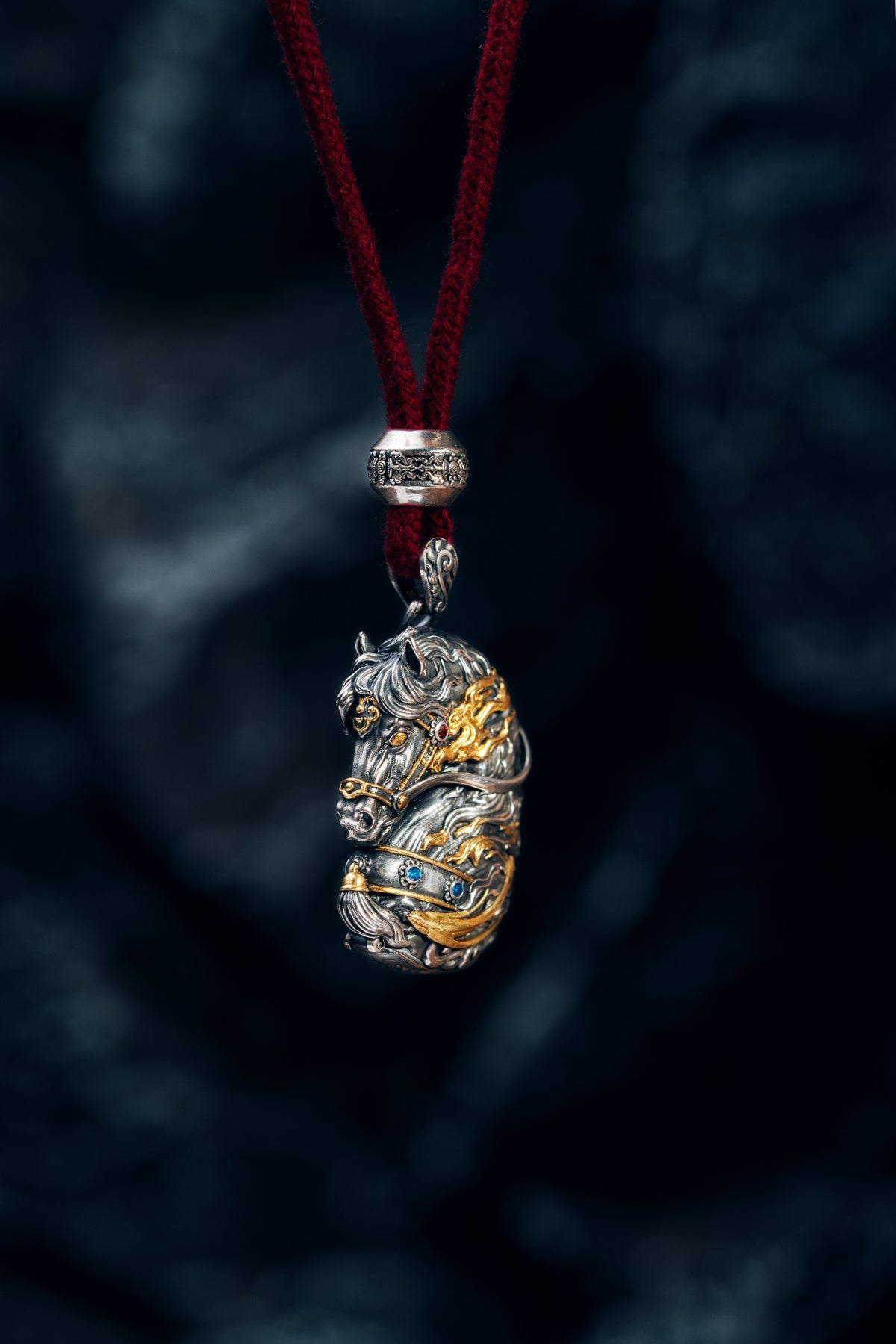 Free Spirit Horse Pendant | S925 Silver & 24K Gold Plated | Tibetan Wind Horse Amulet | Spiritual Jewelry