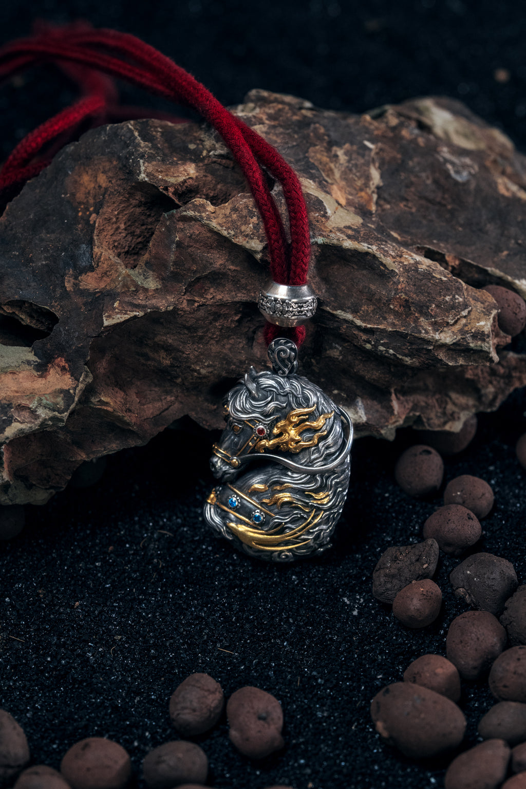 Free Spirit Horse Pendant | S925 Silver & 24K Gold Plated | Tibetan Wind Horse Amulet | Spiritual Jewelry