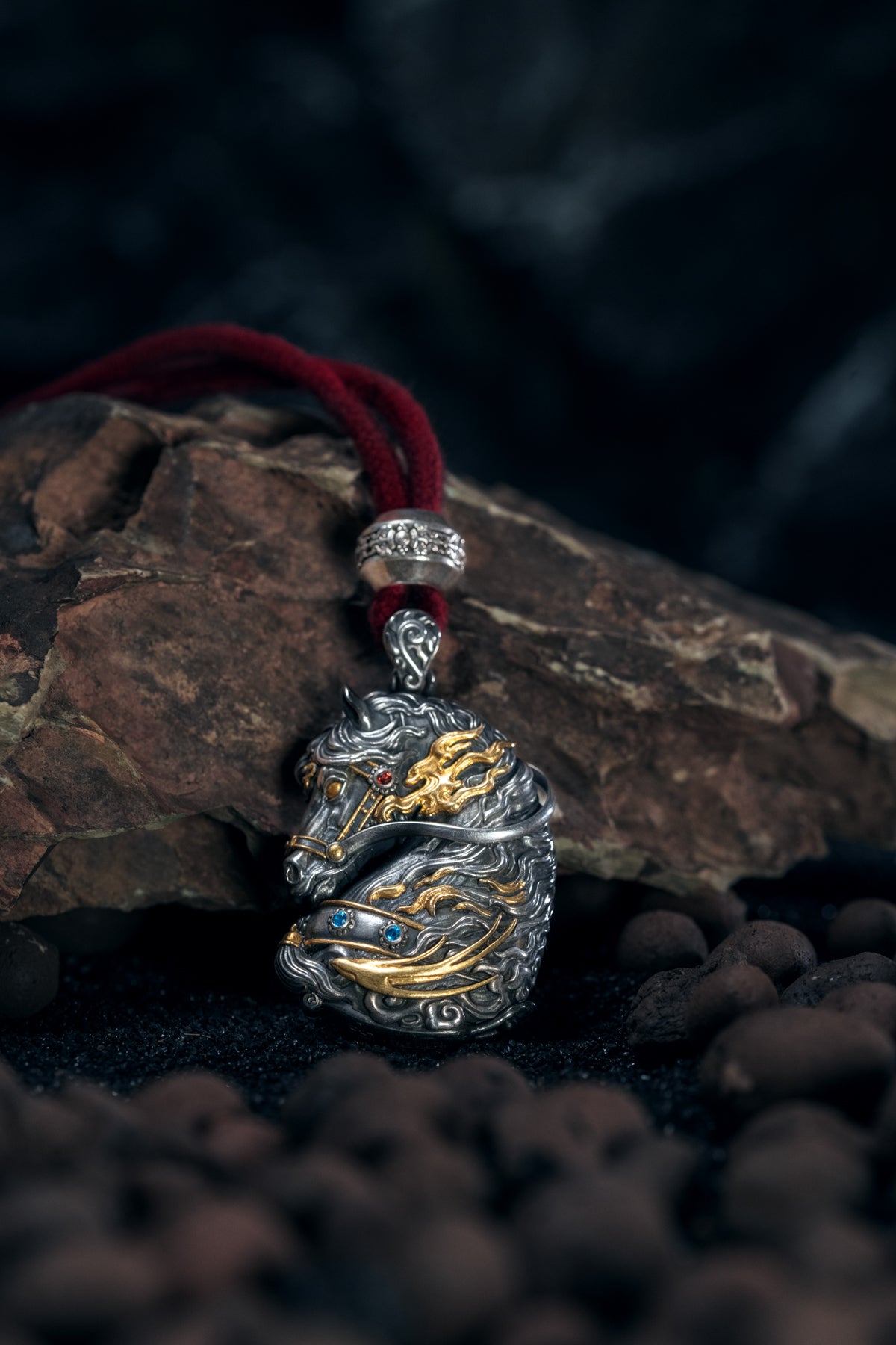 Free Spirit Horse Pendant | S925 Silver & 24K Gold Plated | Tibetan Wind Horse Amulet | Spiritual Jewelry
