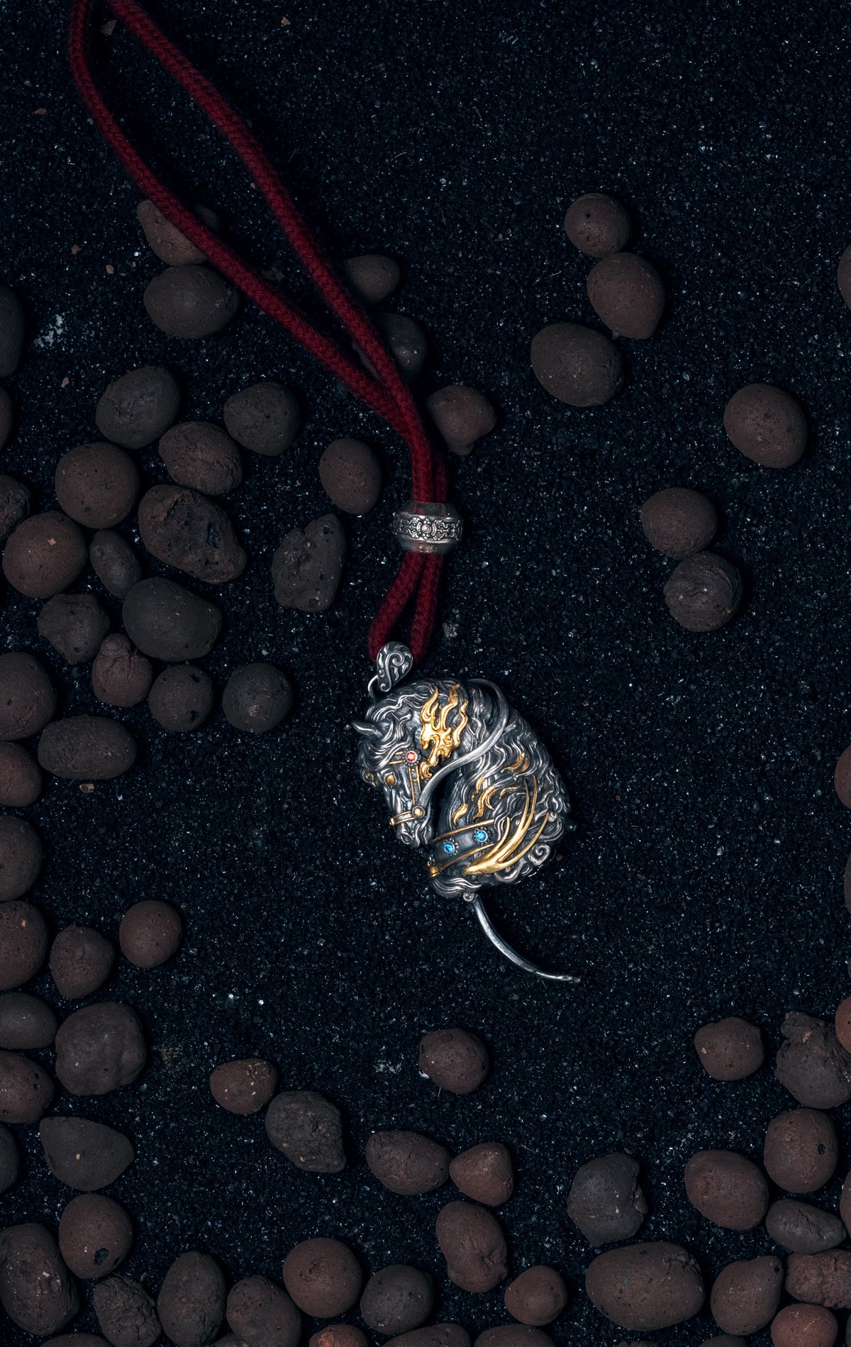 Free Spirit Horse Pendant | S925 Silver & 24K Gold Plated | Tibetan Wind Horse Amulet | Spiritual Jewelry