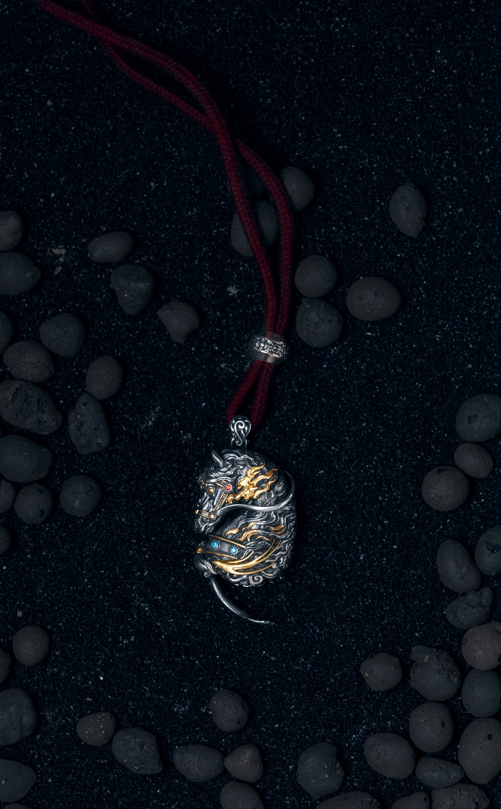 Free Spirit Horse Pendant | S925 Silver & 24K Gold Plated | Tibetan Wind Horse Amulet | Spiritual Jewelry