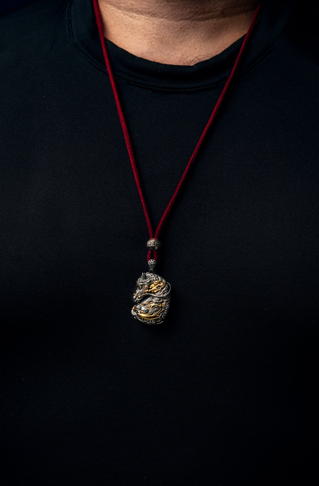 Free Spirit Horse Pendant | S925 Silver & 24K Gold Plated | Tibetan Wind Horse Amulet | Spiritual Jewelry