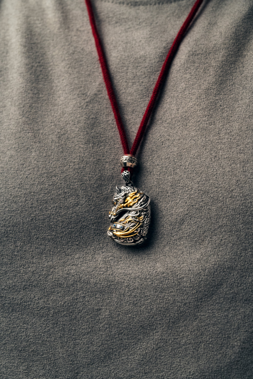 Free Spirit Horse Pendant | S925 Silver & 24K Gold Plated | Tibetan Wind Horse Amulet | Spiritual Jewelry