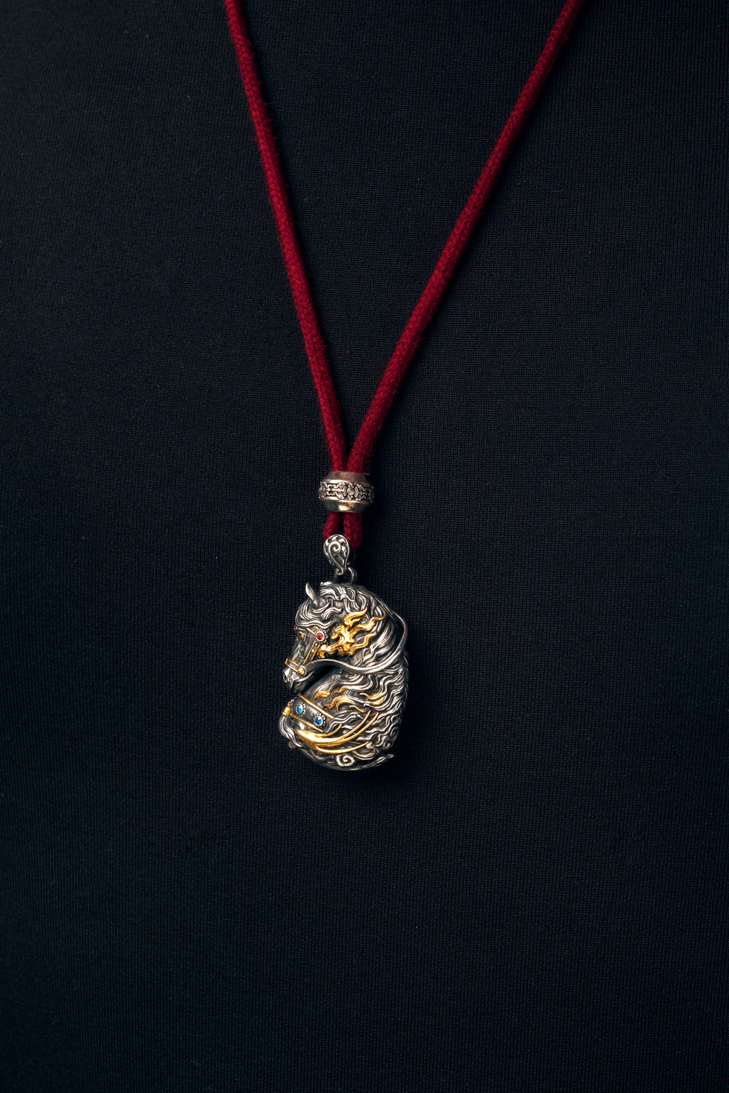 Free Spirit Horse Pendant | S925 Silver & 24K Gold Plated | Tibetan Wind Horse Amulet | Spiritual Jewelry