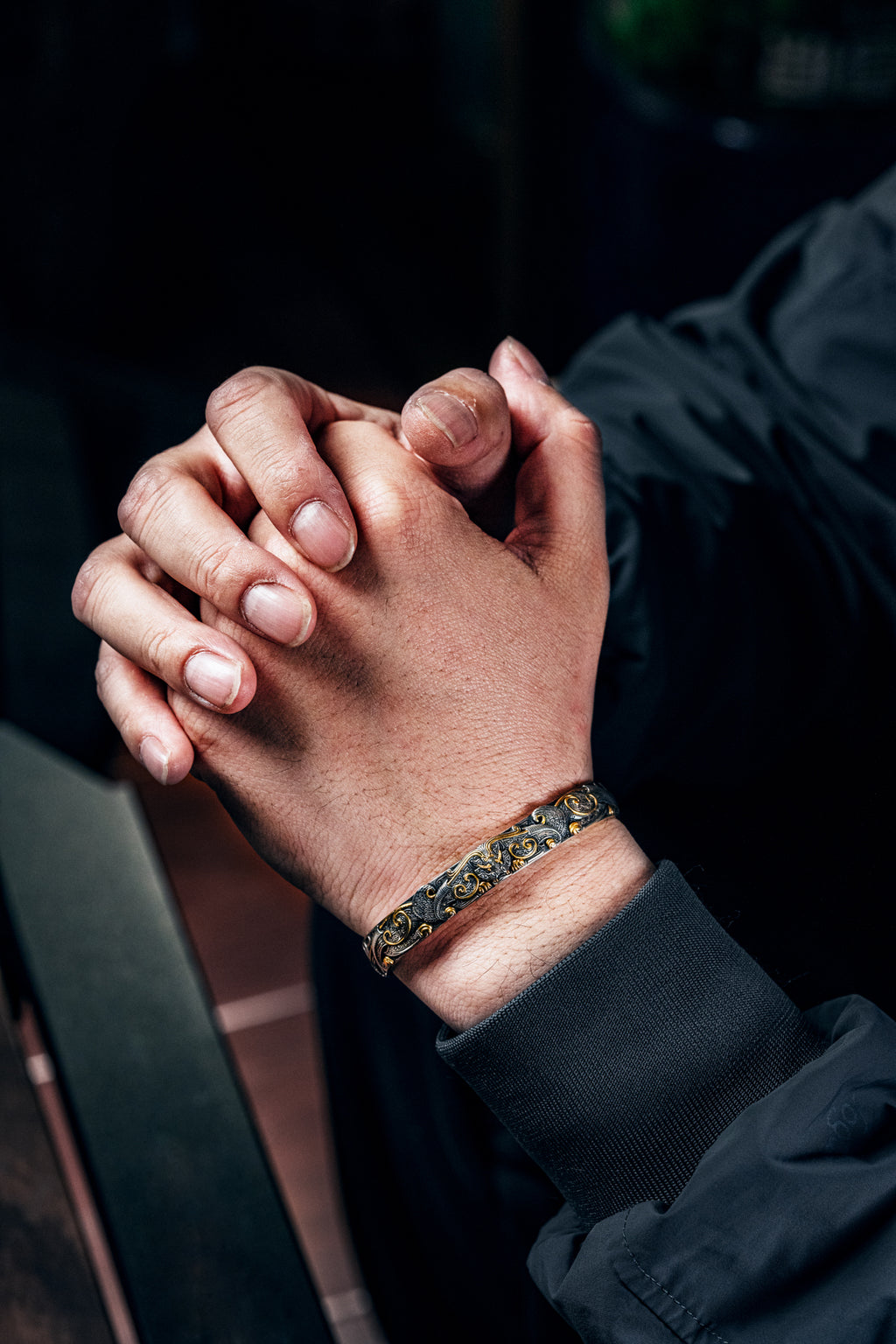 Bronze Beast Taotie Silver Bangle | S925 & 24K Gold | Handmade Ancient Motif Cuff | Unique Bracelet