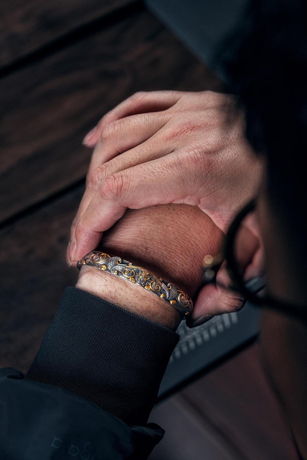 Bronze Beast Taotie Silver Bangle | S925 & 24K Gold | Handmade Ancient Motif Cuff | Unique Bracelet