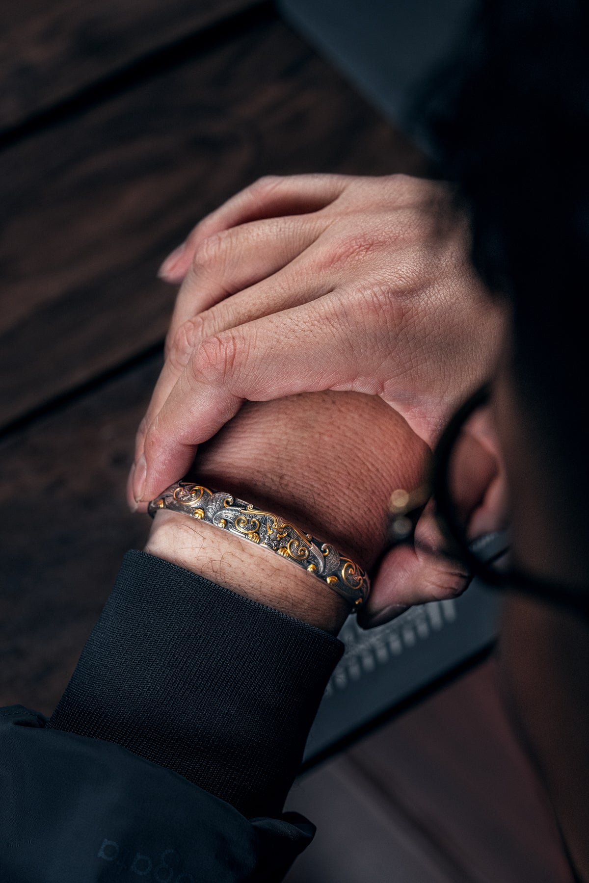 Bronze Beast Taotie Silver Bangle | S925 & 24K Gold | Handmade Ancient Motif Cuff | Unique Bracelet