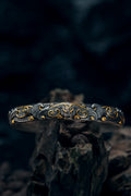 Bronze Beast Taotie Silver Bangle | S925 & 24K Gold | Handmade Ancient Motif Cuff | Unique Bracelet
