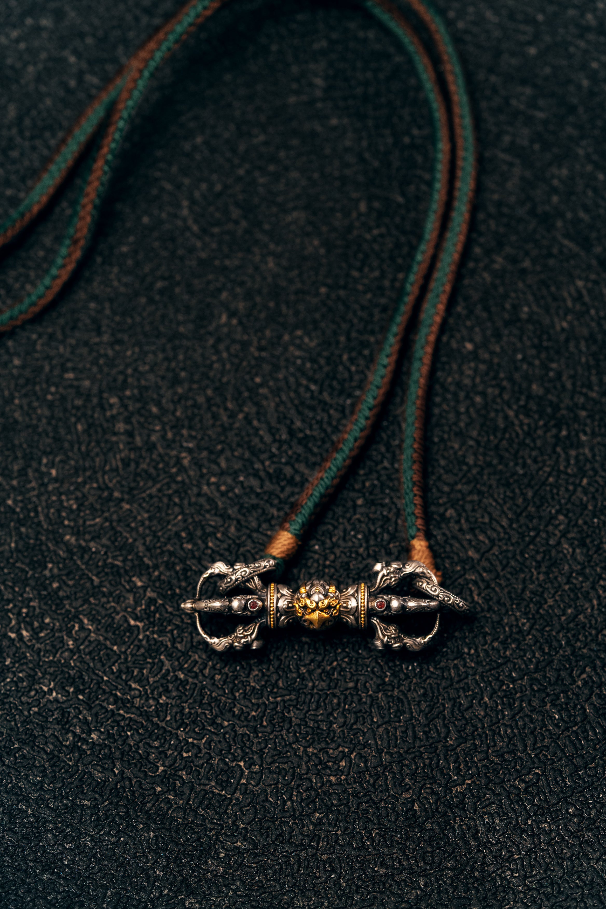 Garuda Vajra Double Dorje Necklace | S925 Silver & 24K Gold | Handcrafted Tibetan Buddhist Amulet