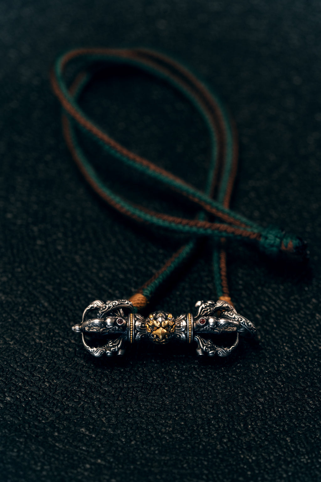 Garuda Vajra Double Dorje Necklace | S925 Silver & 24K Gold | Handcrafted Tibetan Buddhist Amulet