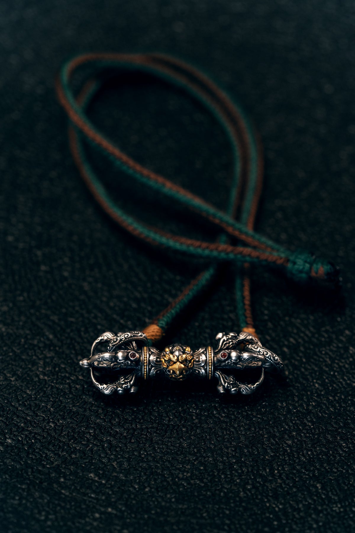 Garuda Vajra Double Dorje Necklace | S925 Silver & 24K Gold | Handcrafted Tibetan Buddhist Amulet