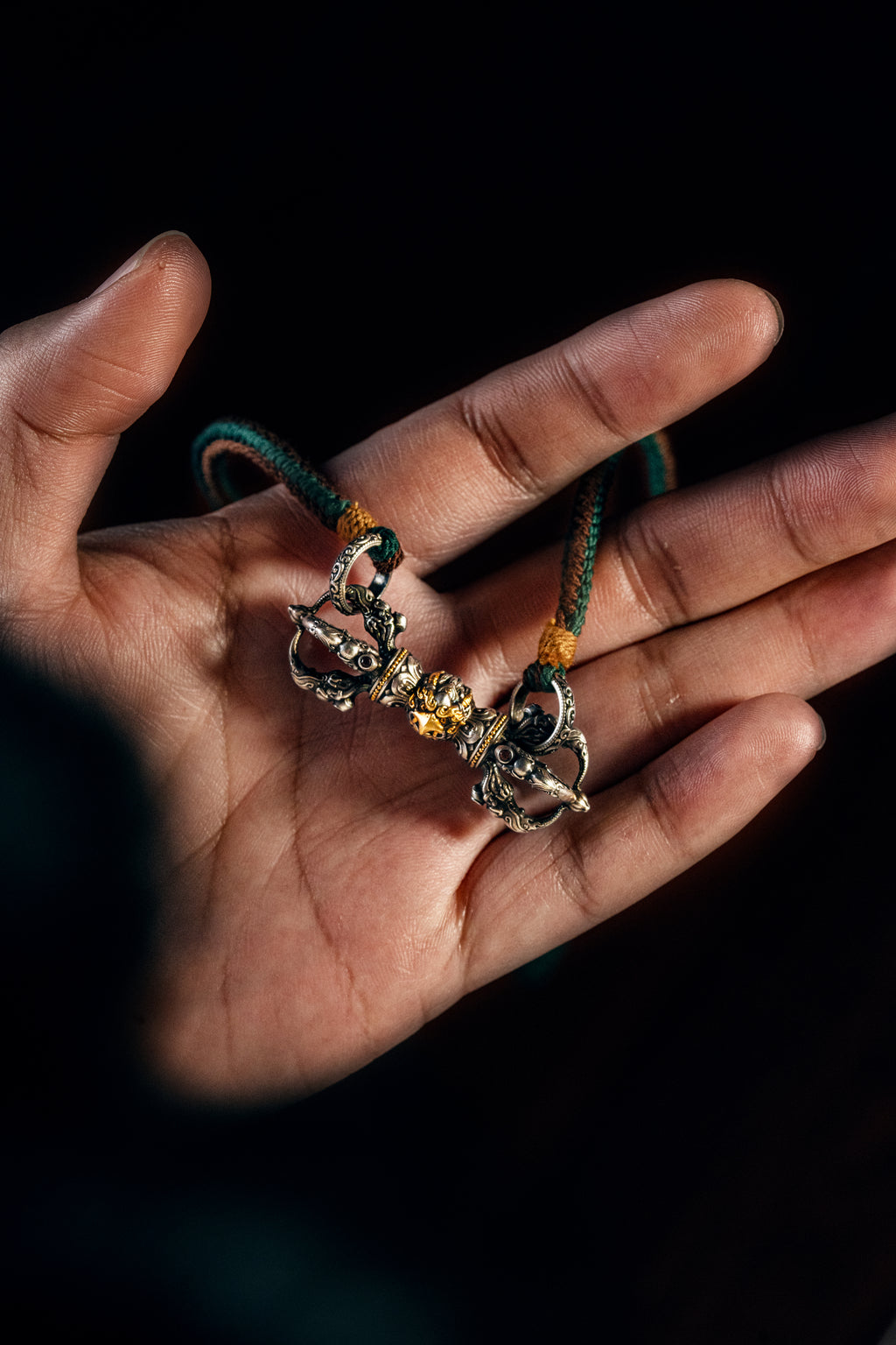 Garuda Vajra Double Dorje Necklace | S925 Silver & 24K Gold | Handcrafted Tibetan Buddhist Amulet