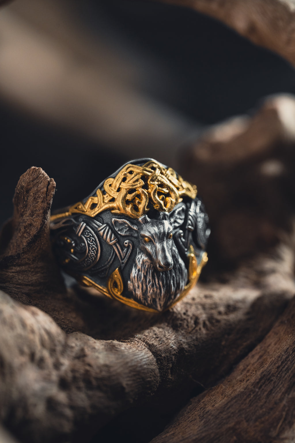 Sacred Deer Forest Spirit Silver Ring | S925 & 24K Gold Plated | Handmade Mythical Jewelry | Spiritual Gift