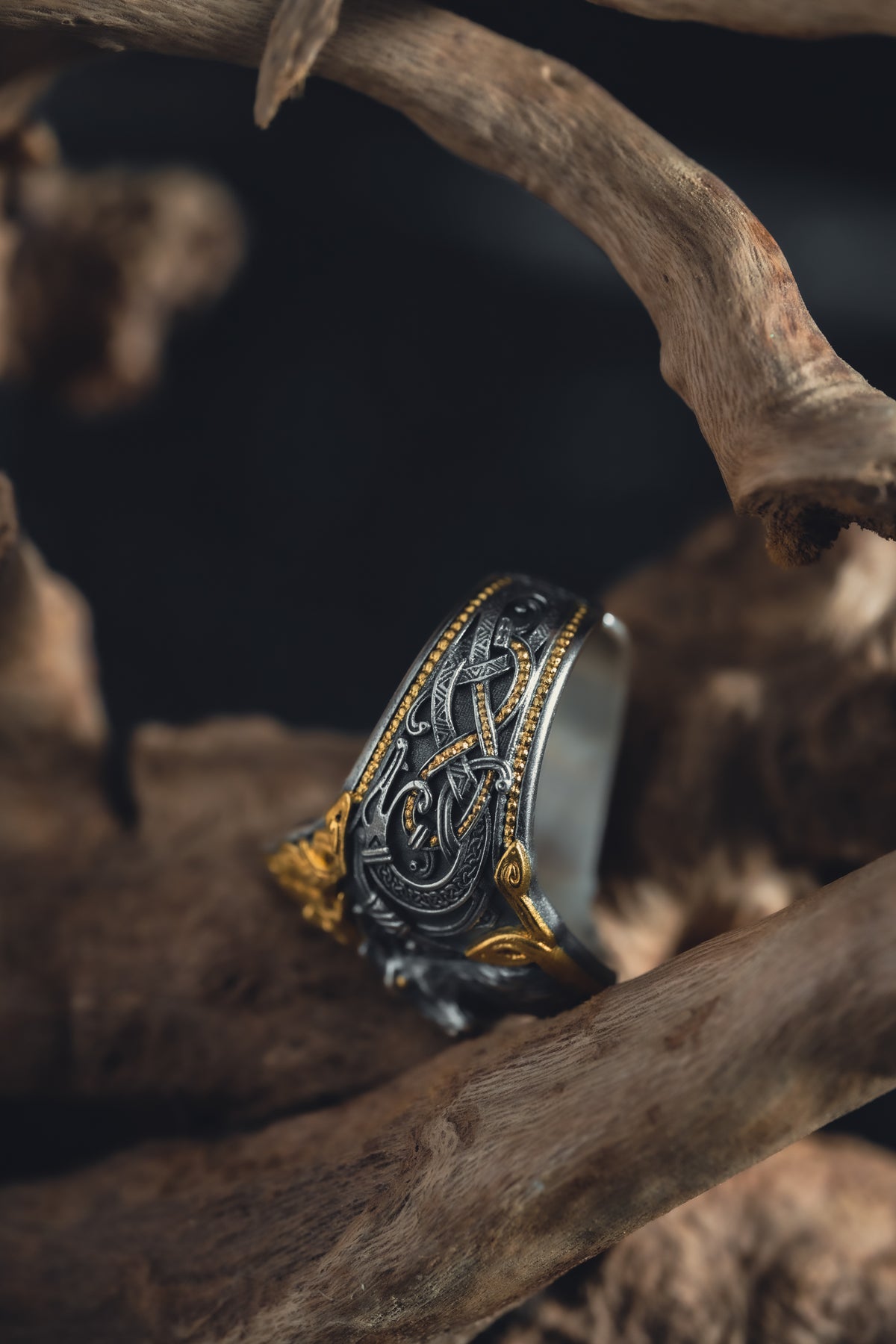Sacred Deer Forest Spirit Silver Ring | S925 & 24K Gold Plated | Handmade Mythical Jewelry | Spiritual Gift