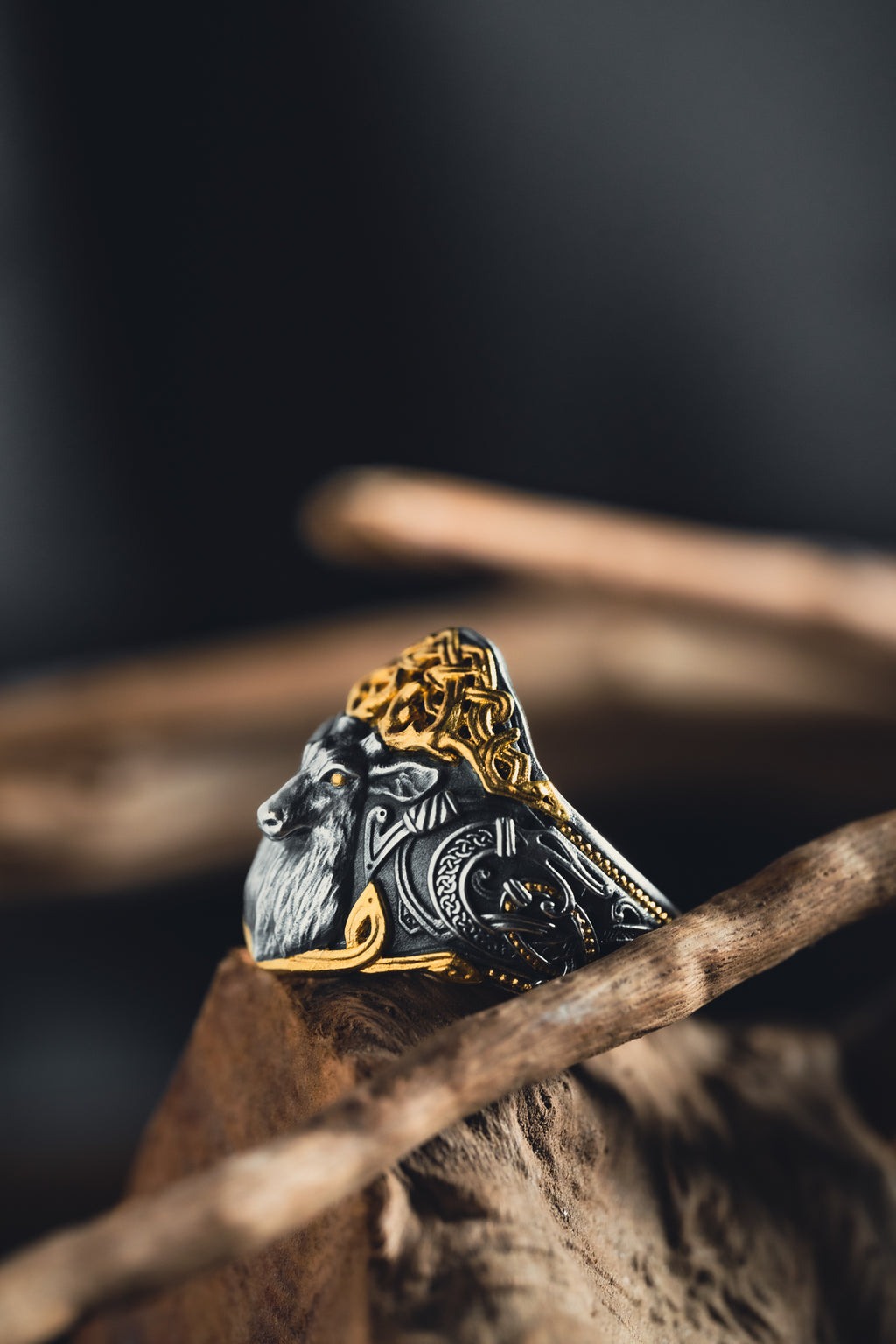 Sacred Deer Forest Spirit Silver Ring | S925 & 24K Gold Plated | Handmade Mythical Jewelry | Spiritual Gift