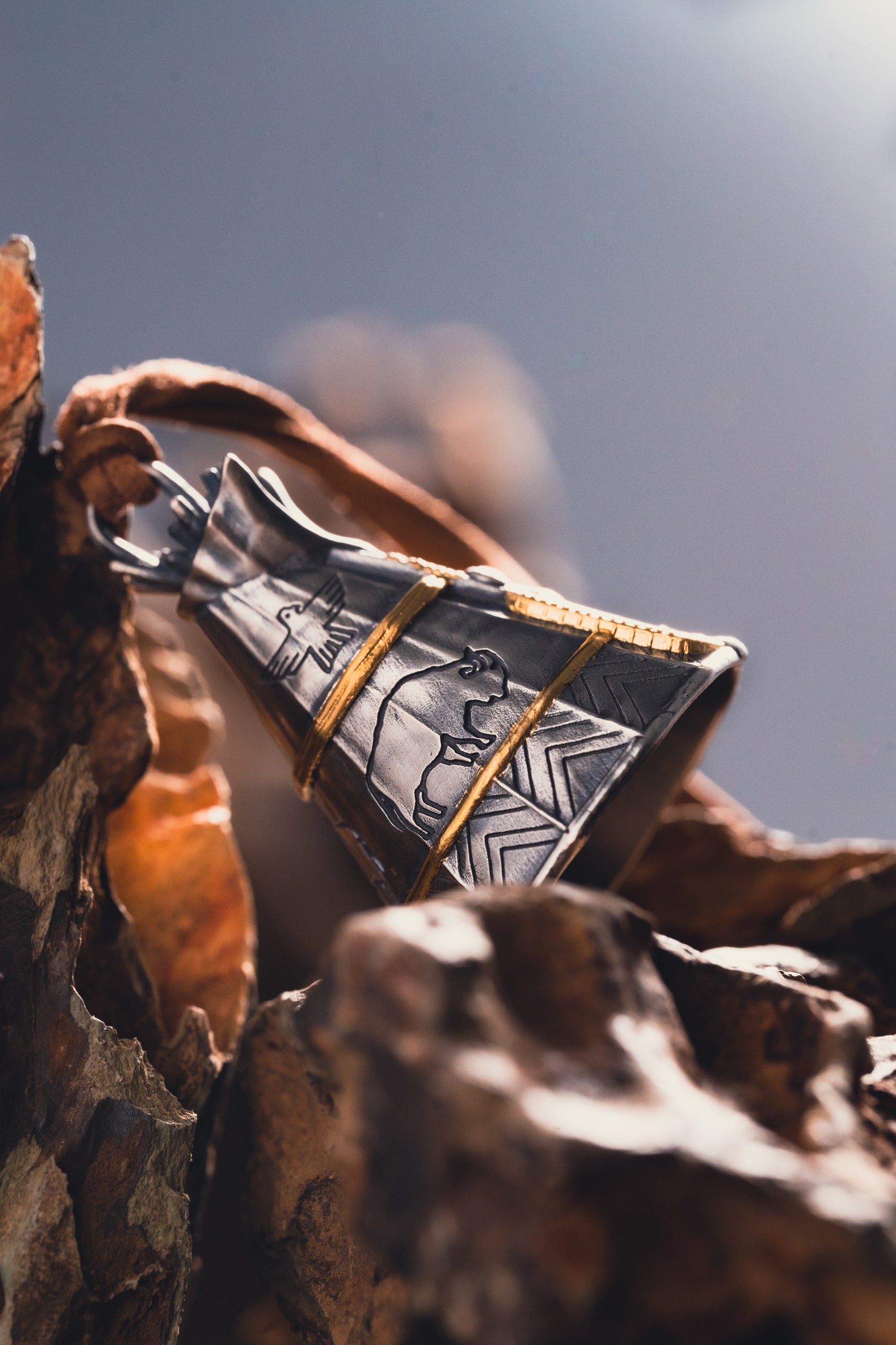 Native American Wind Chime Silver Necklace | S925 & 24K Gold Plated | Boho Dreamcatcher Amulet