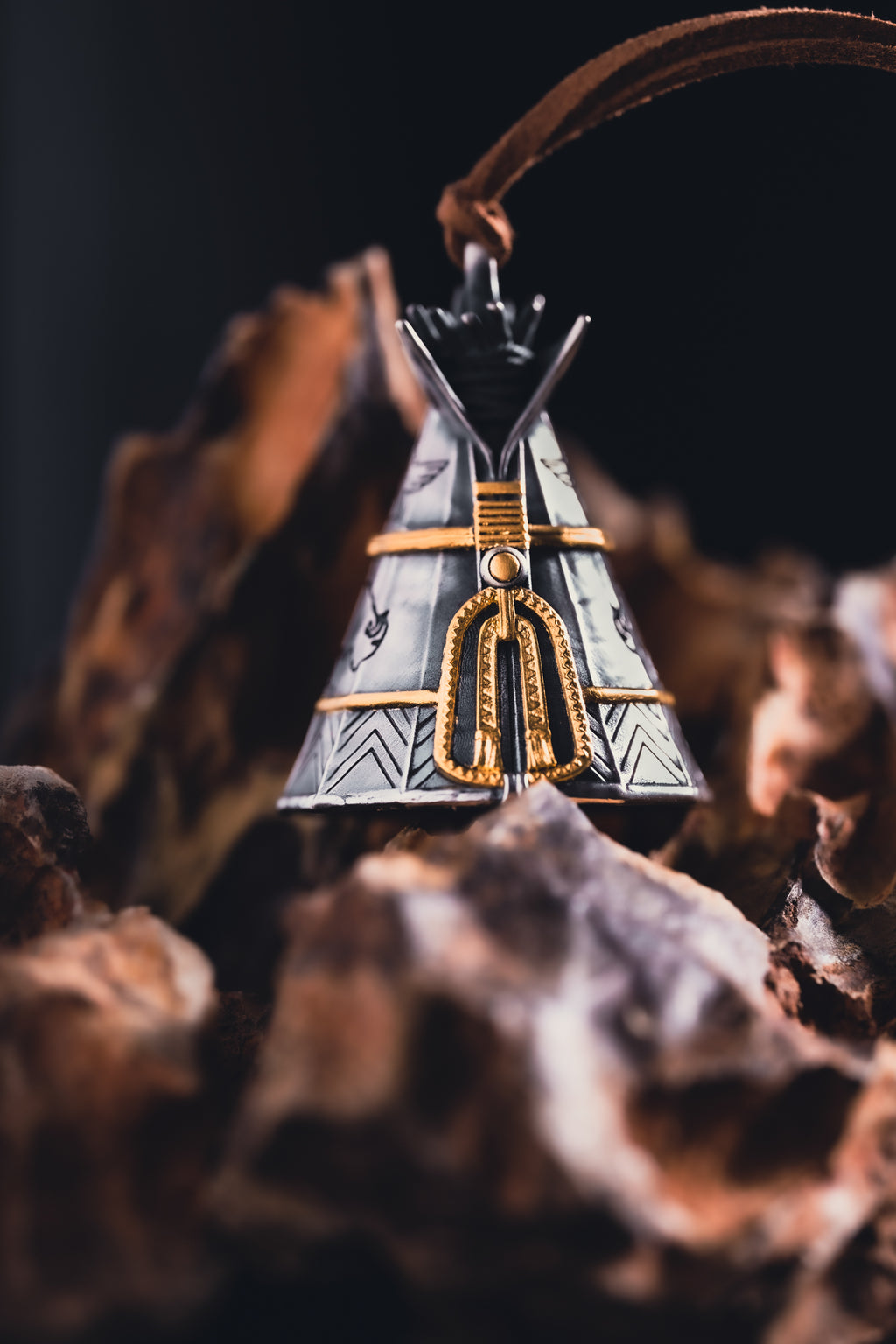 Native American Wind Chime Silver Necklace | S925 & 24K Gold Plated | Boho Dreamcatcher Amulet