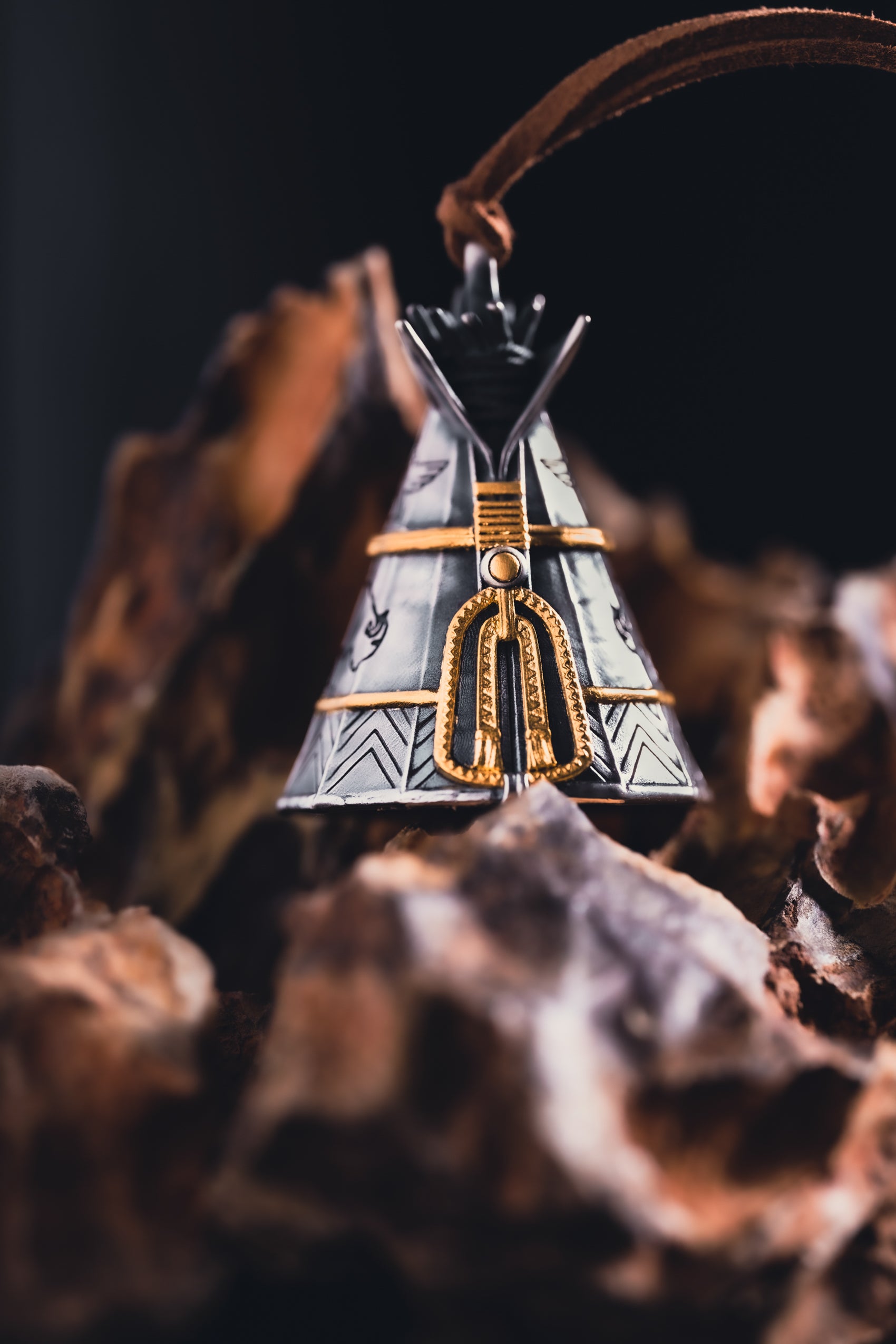 Native American Wind Chime Silver Necklace | S925 & 24K Gold Plated | Boho Dreamcatcher Amulet