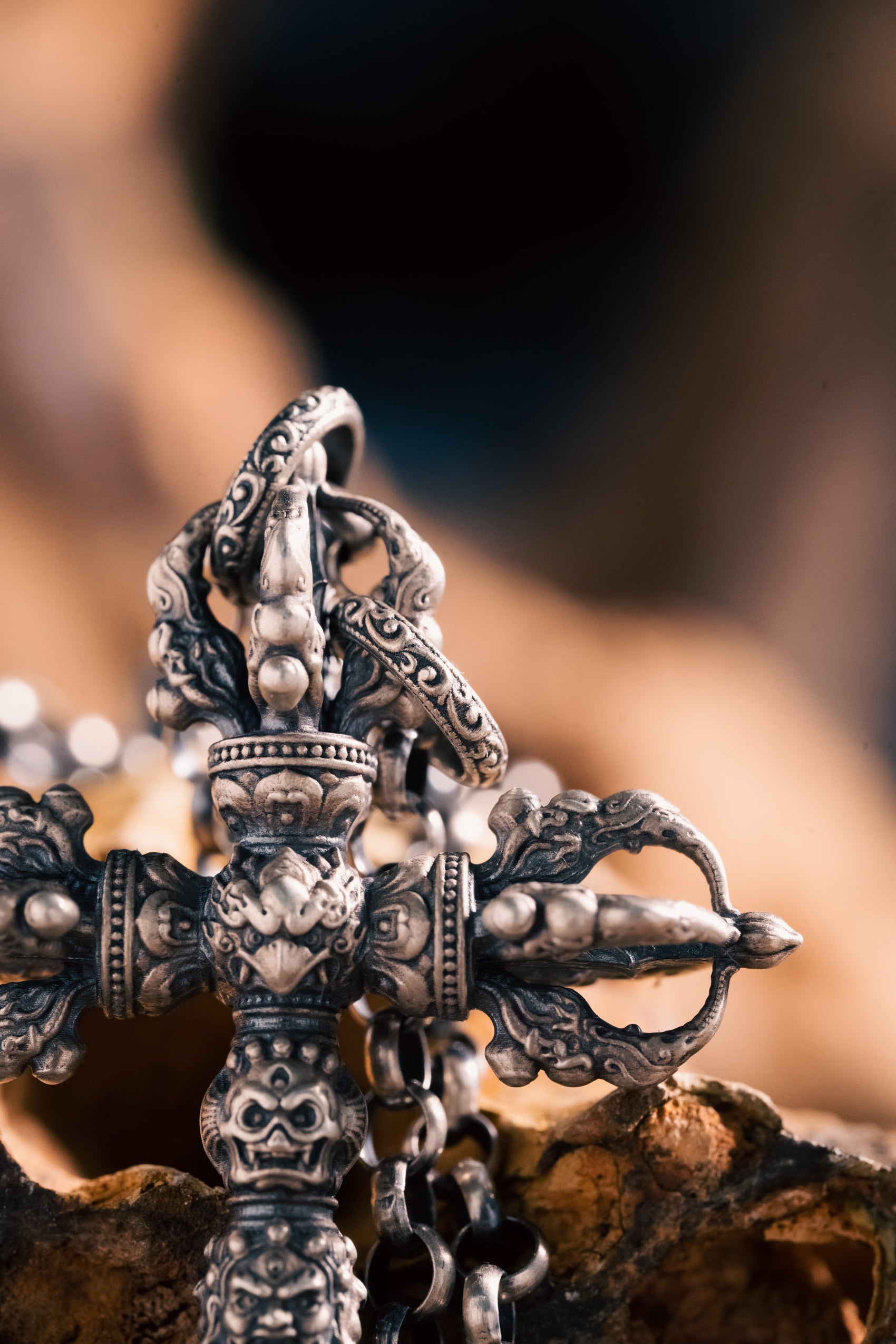 Garuda Cross Vajra Pendant | S925 Silver & Tibetan Handcrafted | Buddhist Spiritual Jewelry | Special Gift for Him