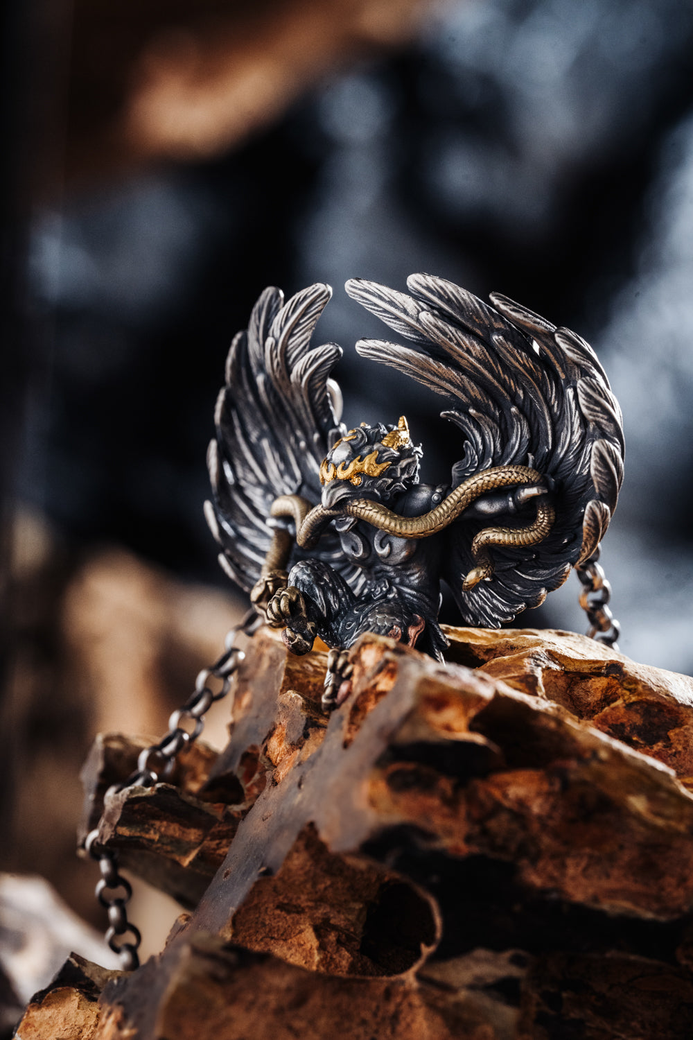 Garuda S925 Silver Pendant | Handcrafted 24K Fire-Gilded Tibetan Amulet
