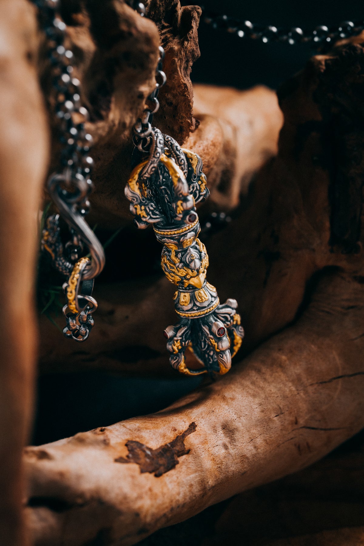 Garuda Vajra Pendant | 24K Gold Plated S925 Silver | Tibetan Buddhist Amulet | Spiritual Protector Jewelry