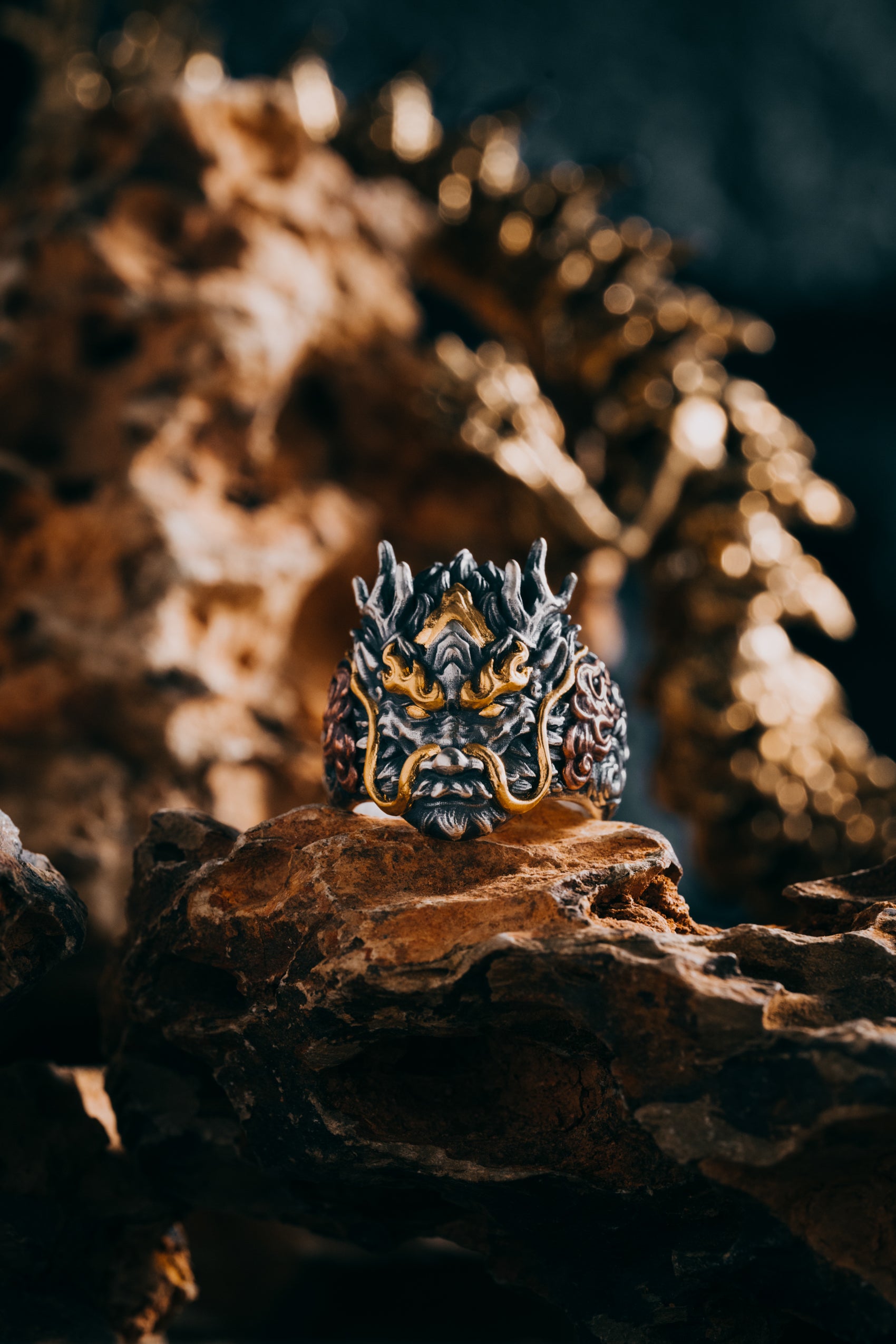 Dragon Silver Ring | S925 & 24K Gold Plated | Handmade Dragon Jewelry | Unique Gift for Him