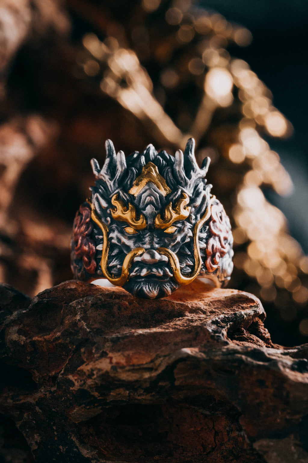 Dragon Silver Ring | S925 & 24K Gold Plated | Handmade Dragon Jewelry | Unique Gift for Him