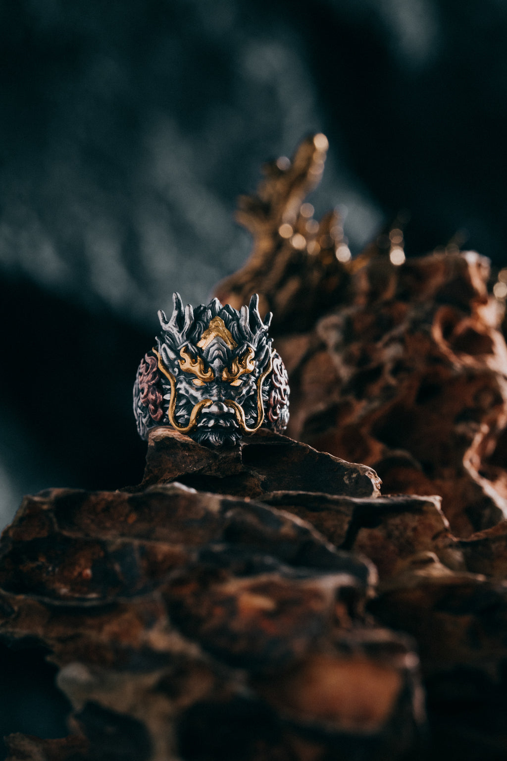 Dragon Silver Ring | S925 & 24K Gold Plated | Handmade Dragon Jewelry | Unique Gift for Him