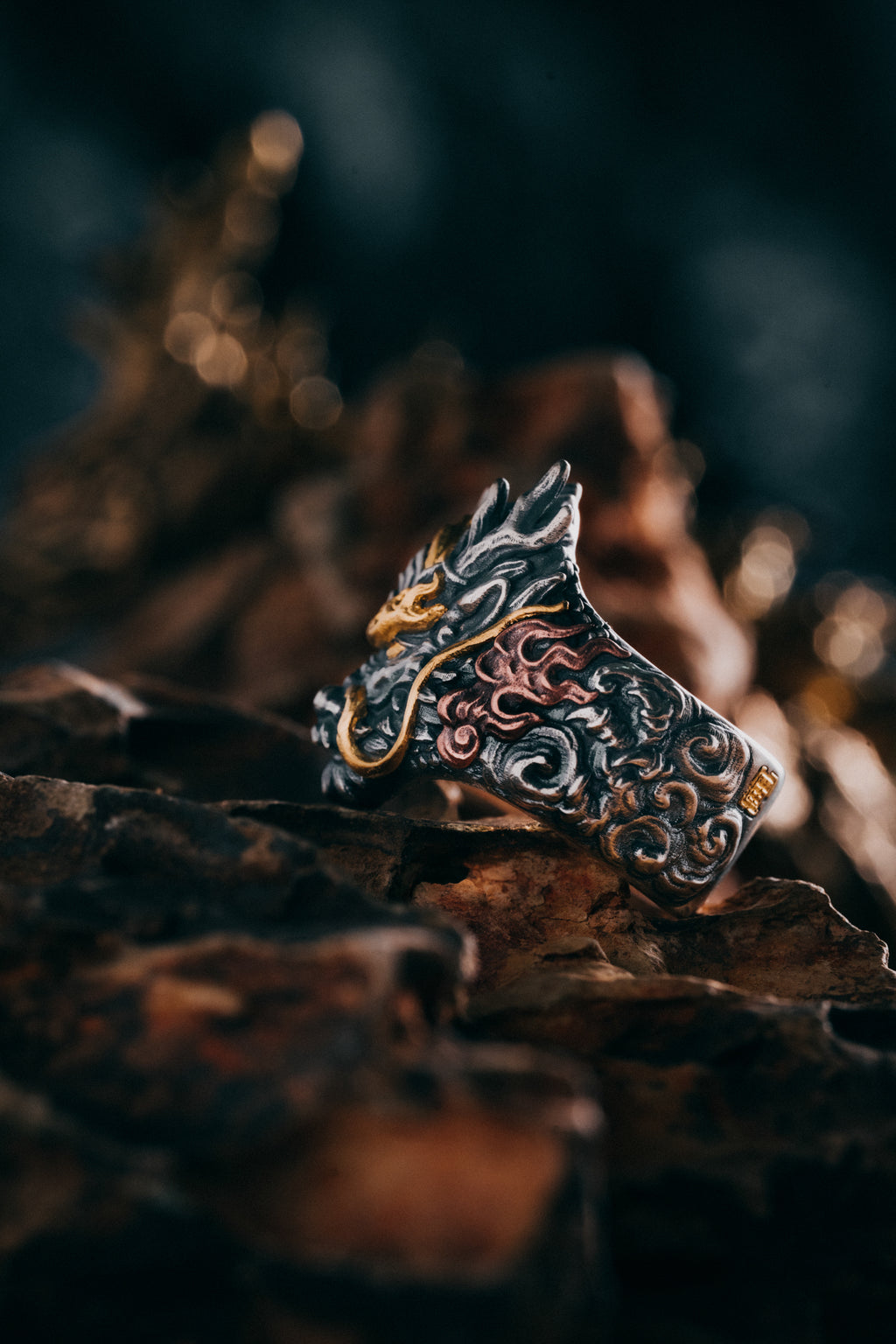 Dragon Silver Ring | S925 & 24K Gold Plated | Handmade Dragon Jewelry | Unique Gift for Him
