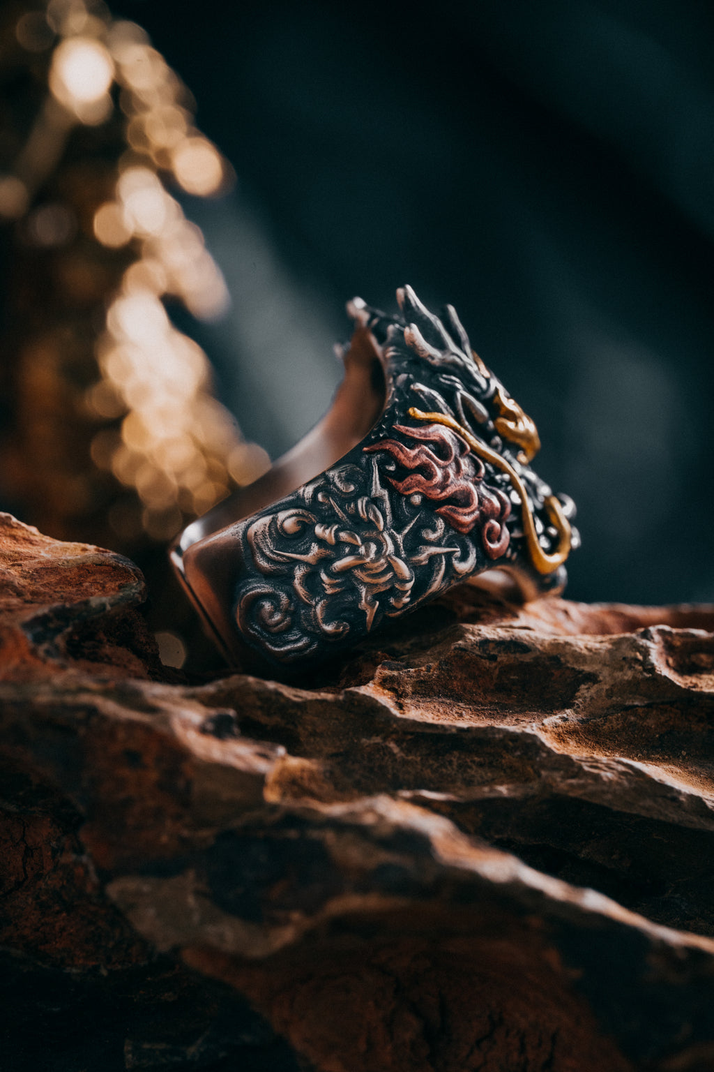 Dragon Silver Ring | S925 & 24K Gold Plated | Handmade Dragon Jewelry | Unique Gift for Him