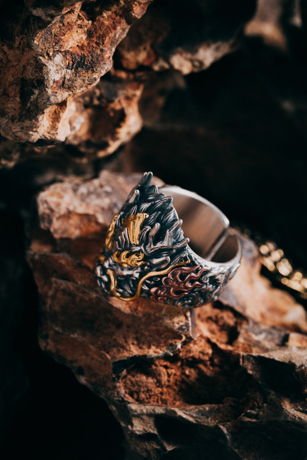 Dragon Silver Ring | S925 & 24K Gold Plated | Handmade Dragon Jewelry | Unique Gift for Him