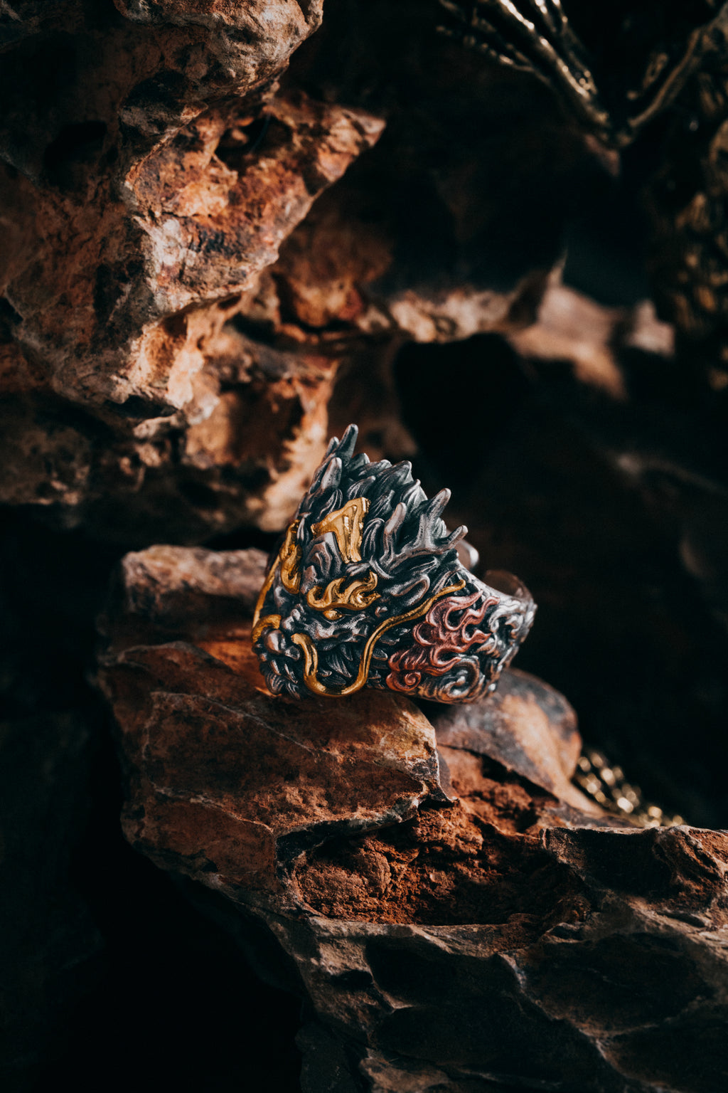 Dragon Silver Ring | S925 & 24K Gold Plated | Handmade Dragon Jewelry | Unique Gift for Him